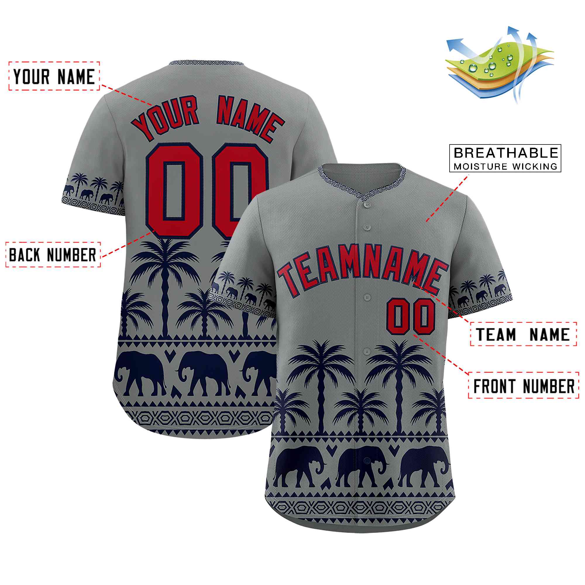 Custom Gray Navy Graffiti Pattern Personalized Bossinia Style Authentic Baseball Jersey| KXKSHOP