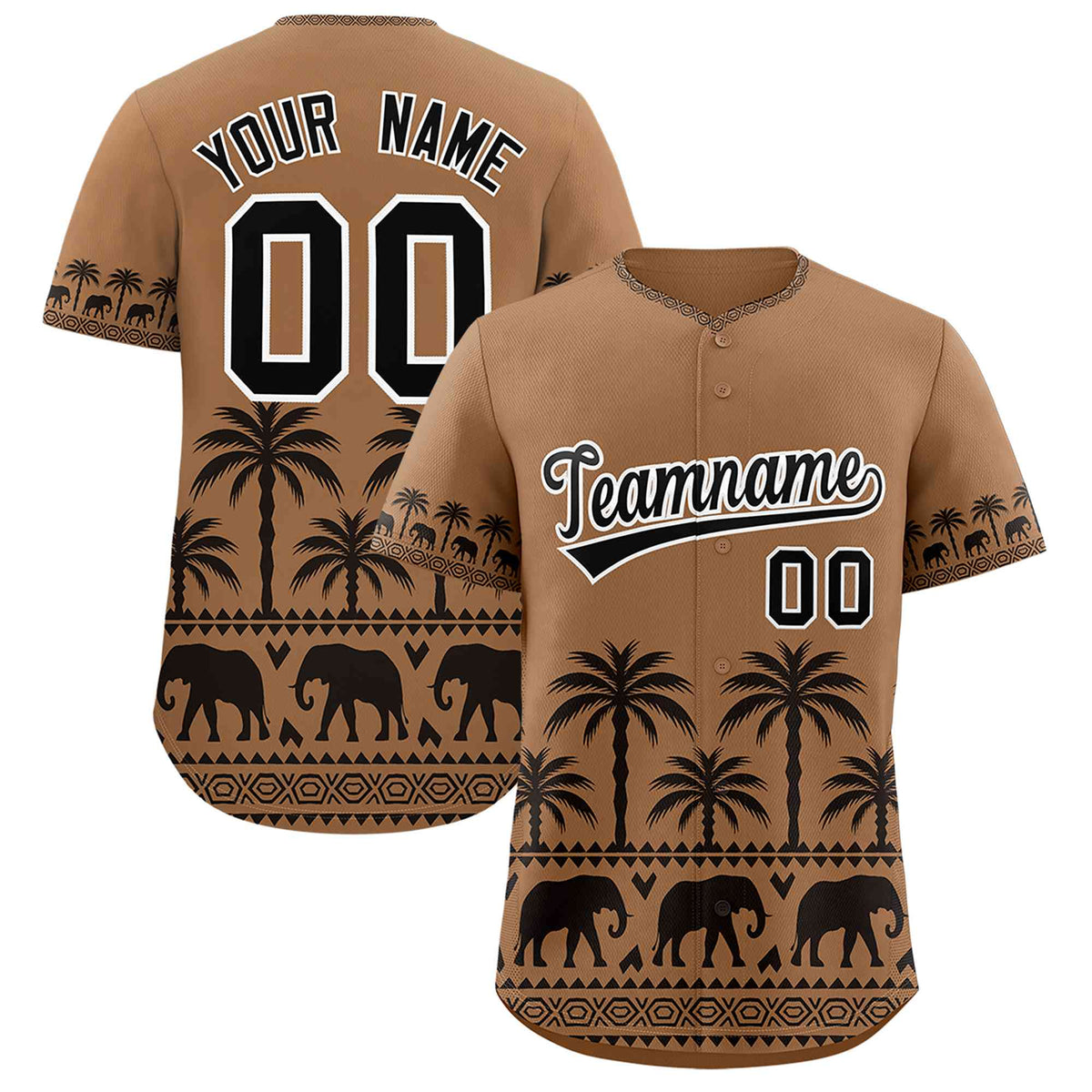 Custom Light Brown Black Graffiti Pattern Personalized Bossinia Style Authentic Baseball Jersey| KXKSHOP