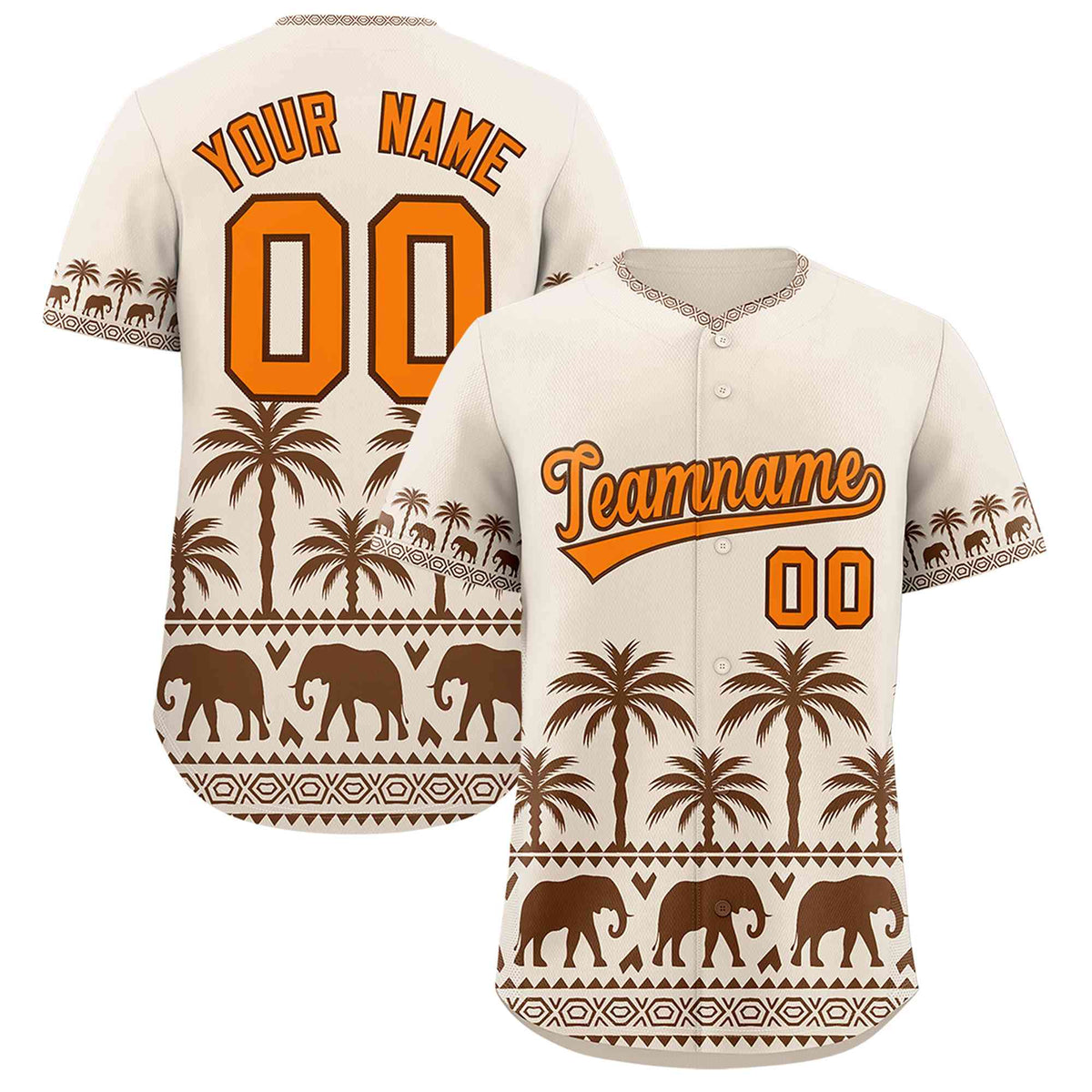 Custom Cream Brown Graffiti Pattern Personalized Bossinia Style Authentic Baseball Jersey| KXKSHOP