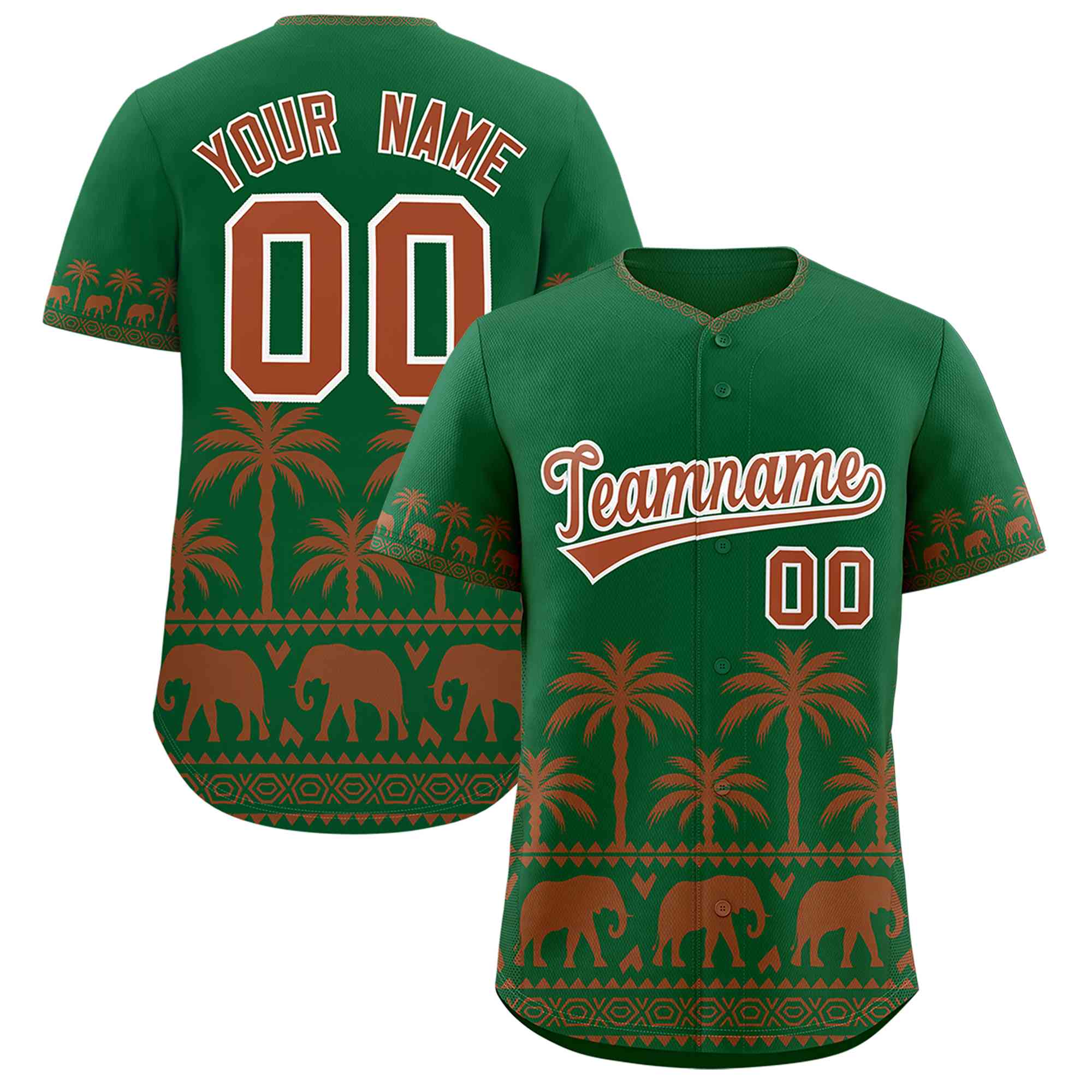 Custom Kelly Green Texas Orange Graffiti Pattern Personalized Bossinia Style Authentic Baseball Jersey| KXKSHOP