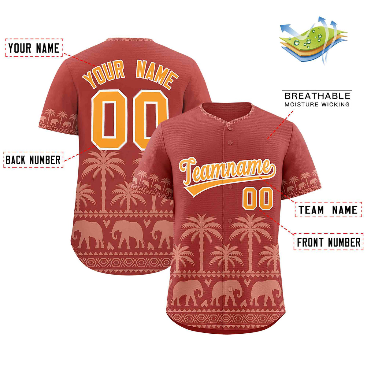 Custom Red Teabrown Graffiti Pattern Personalized Bossinia Style Authentic Baseball Jersey| KXKSHOP