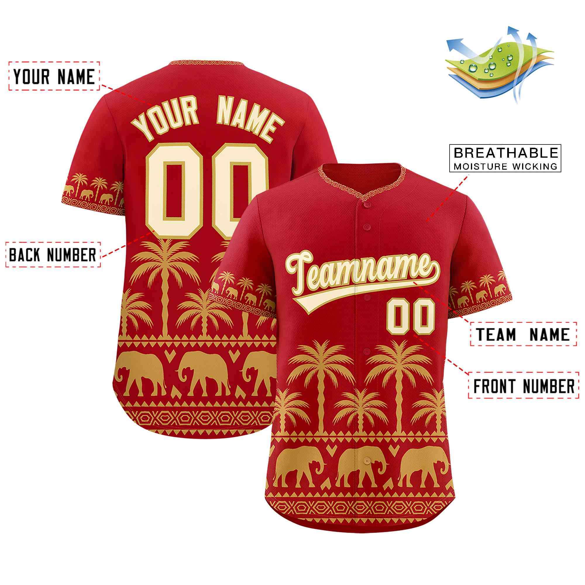 Custom Red Old Gold Graffiti Pattern Personalized Bossinia Style Authentic Baseball Jersey| KXKSHOP