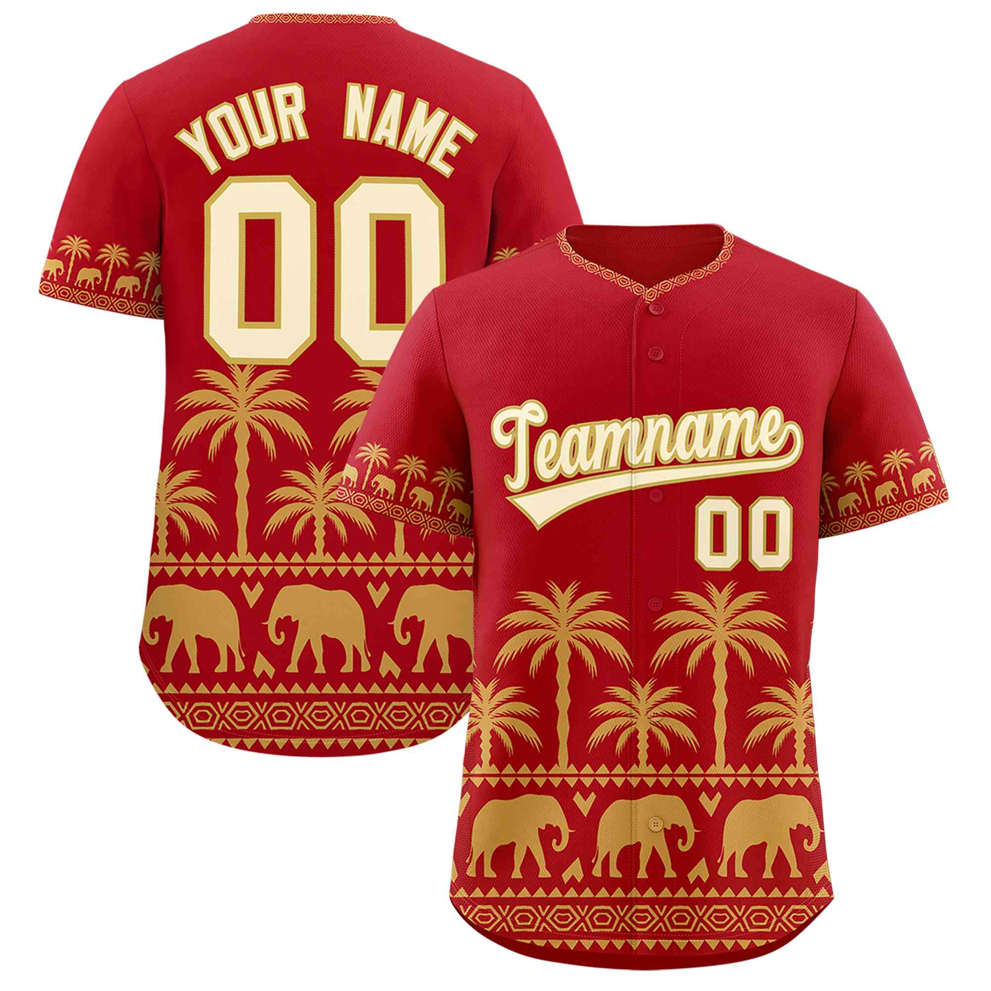 Custom Red Old Gold Graffiti Pattern Personalized Bossinia Style Authentic Baseball Jersey| KXKSHOP