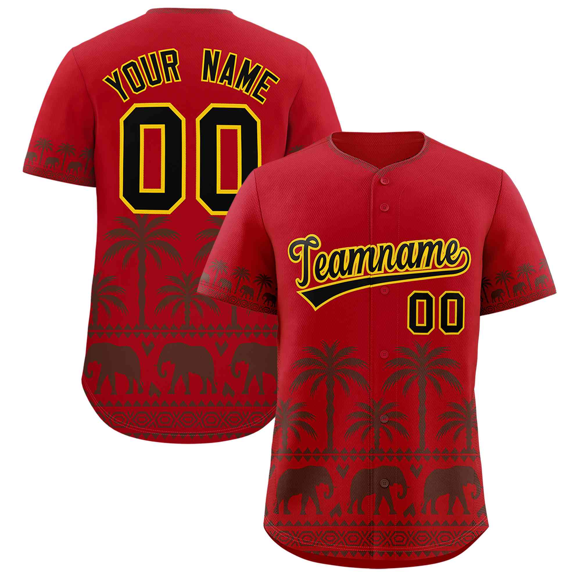 Custom Red Light Brown Graffiti Pattern Personalized Bossinia Style Authentic Baseball Jersey| KXKSHOP