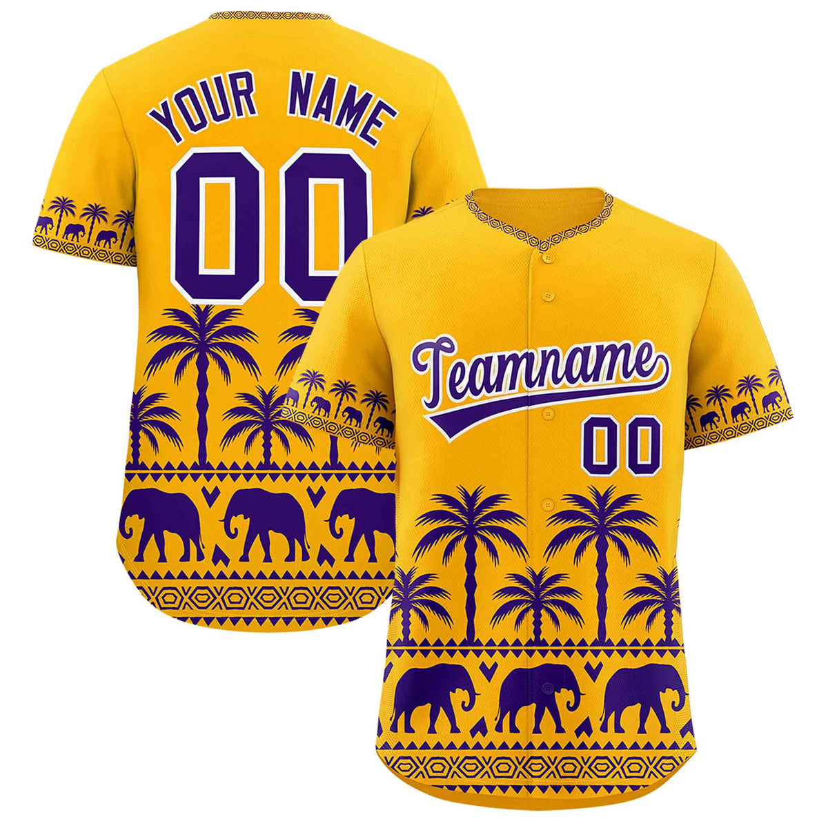 Custom Gold Purple Graffiti Pattern Personalized Bossinia Style Authentic Baseball Jersey| KXKSHOP