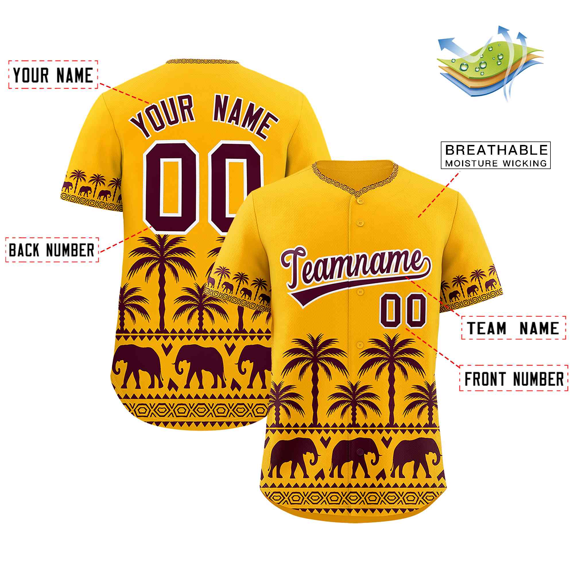 Custom Gold Crimson Graffiti Pattern Personalized Bossinia Style Authentic Baseball Jersey| KXKSHOP