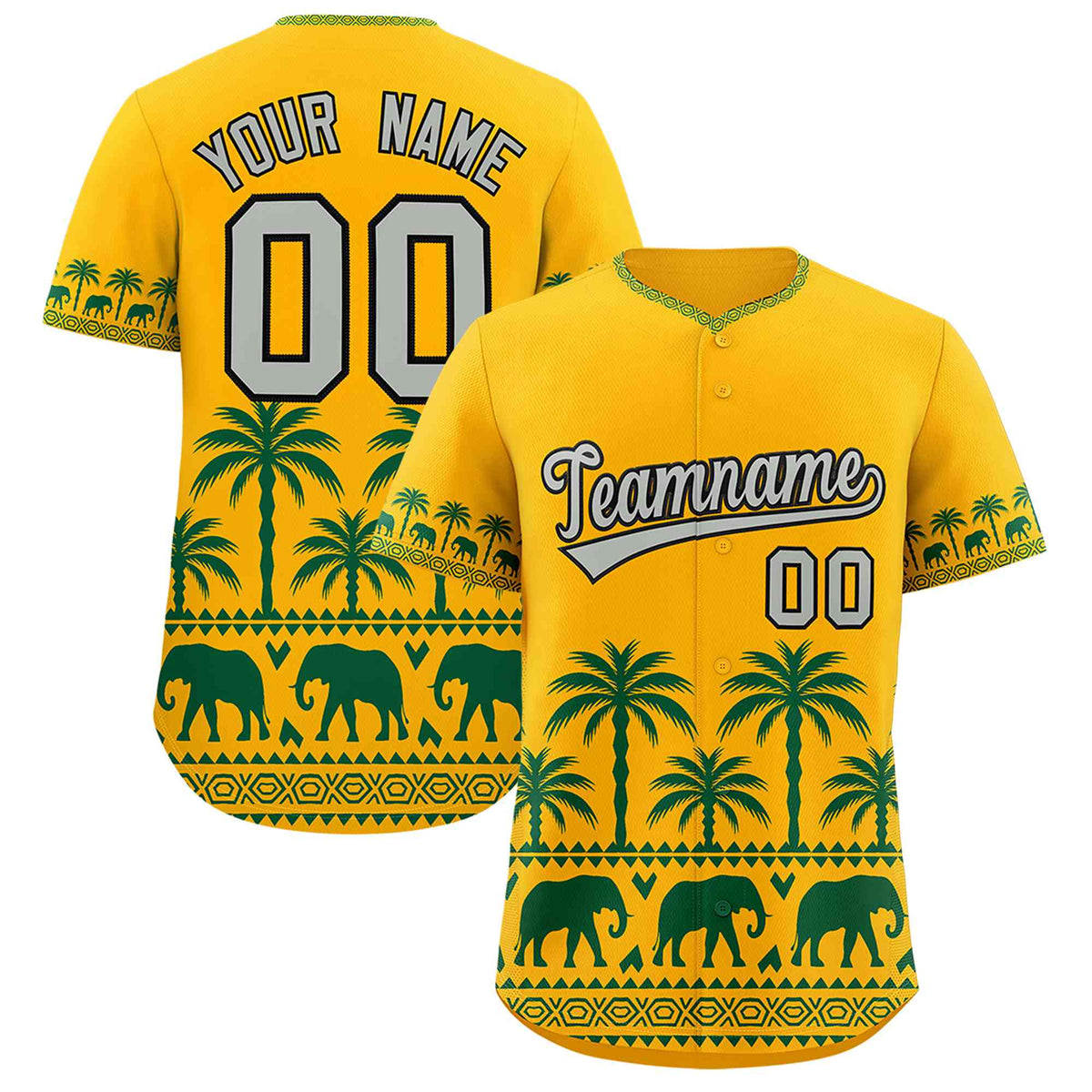 Custom Gold Green Graffiti Pattern Personalized Bossinia Style Authentic Baseball Jersey| KXKSHOP