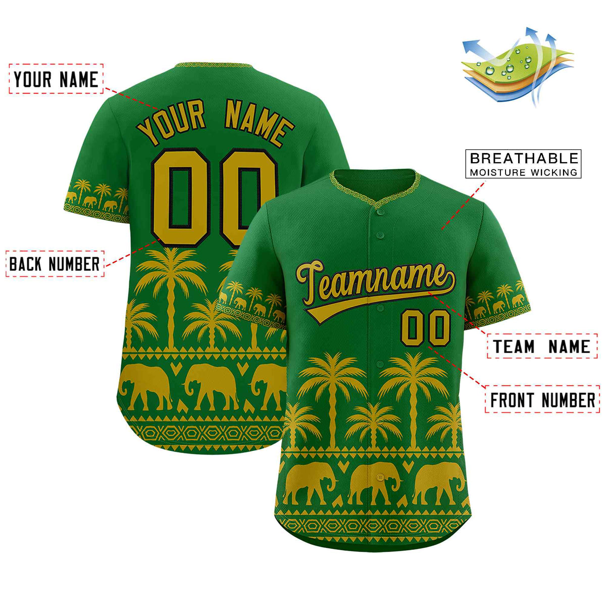 Custom Kelly Green Old Gold Graffiti Pattern Personalized Bossinia Style Authentic Baseball Jersey| KXKSHOP