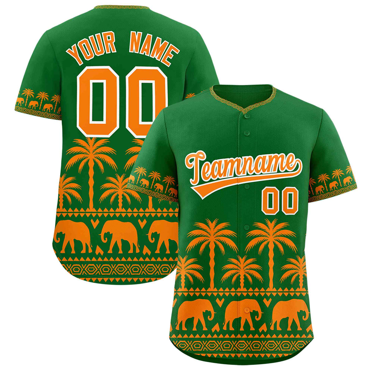 Custom Kelly Green Orange Graffiti Pattern Personalized Bossinia Style Authentic Baseball Jersey| KXKSHOP