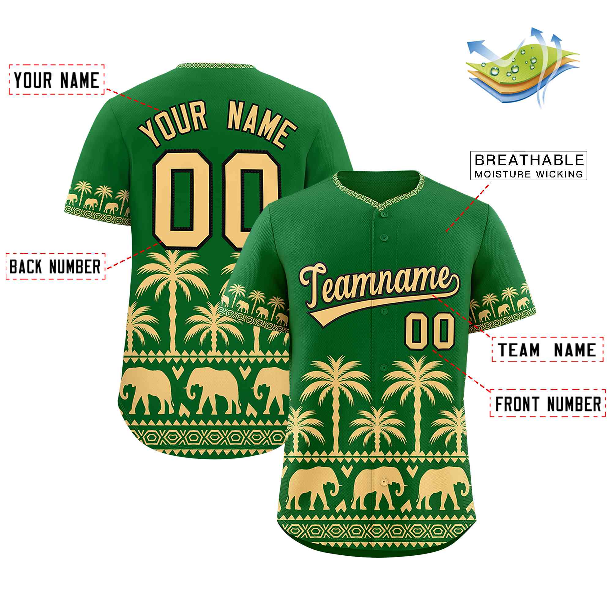 Custom Kelly Green Khaki Graffiti Pattern Personalized Bossinia Style Authentic Baseball Jersey| KXKSHOP