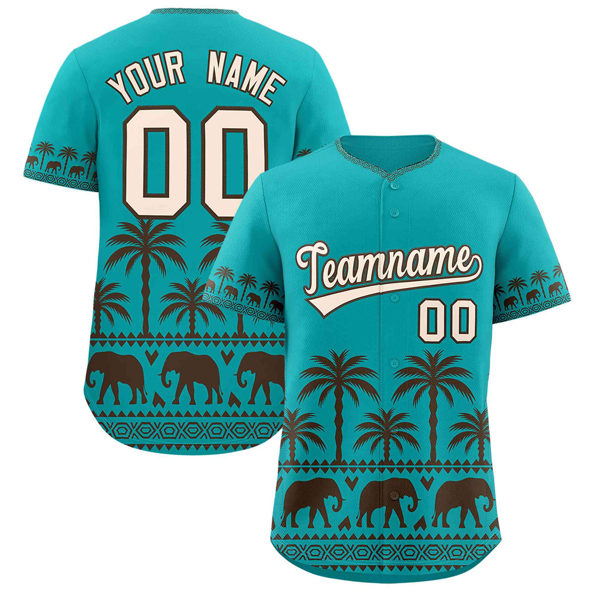 Custom Aqua Brown Graffiti Pattern Personalized Bossinia Style Authentic Baseball Jersey| KXKSHOP