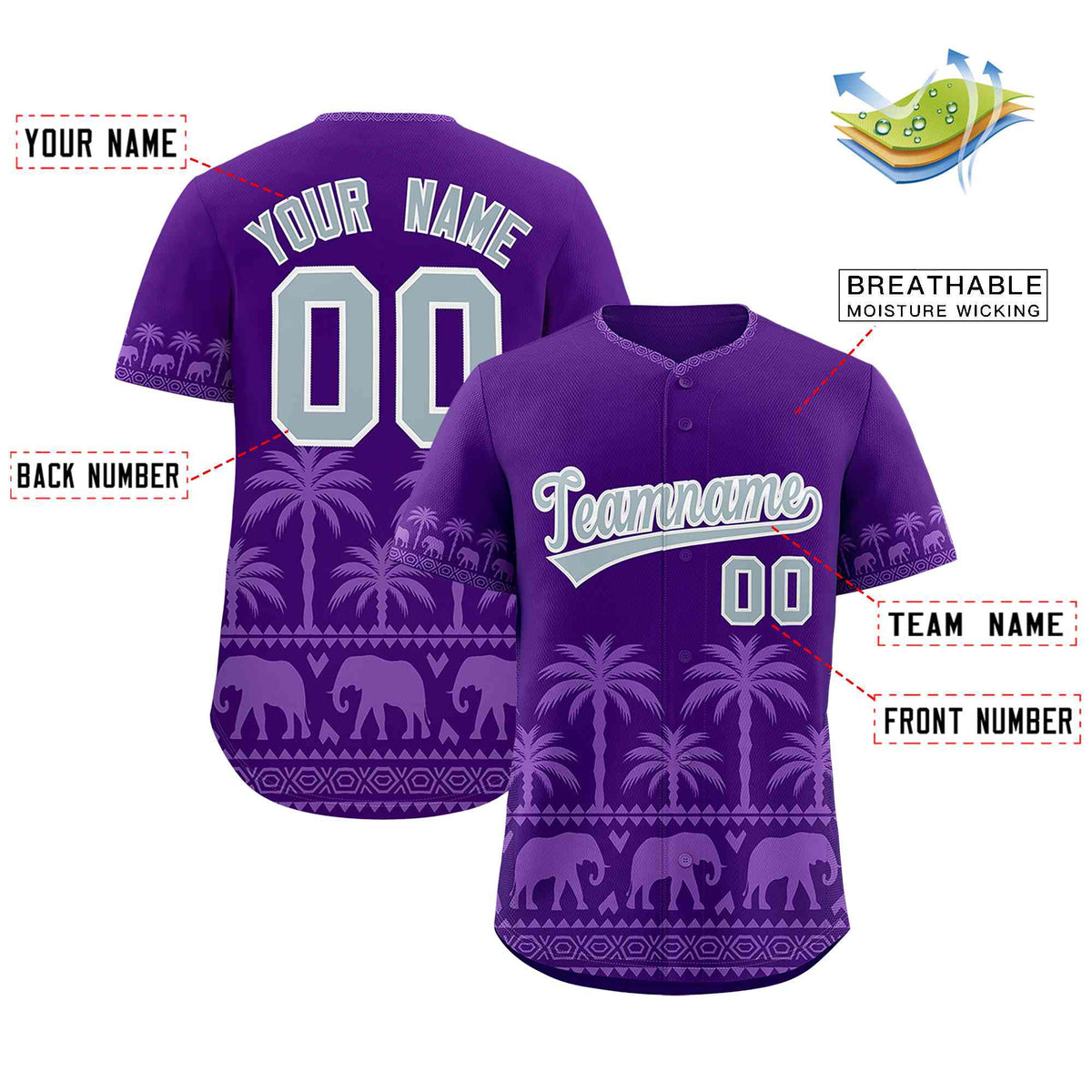 Custom Purple Light Purple Graffiti Pattern Personalized Bossinia Style Authentic Baseball Jersey| KXKSHOP