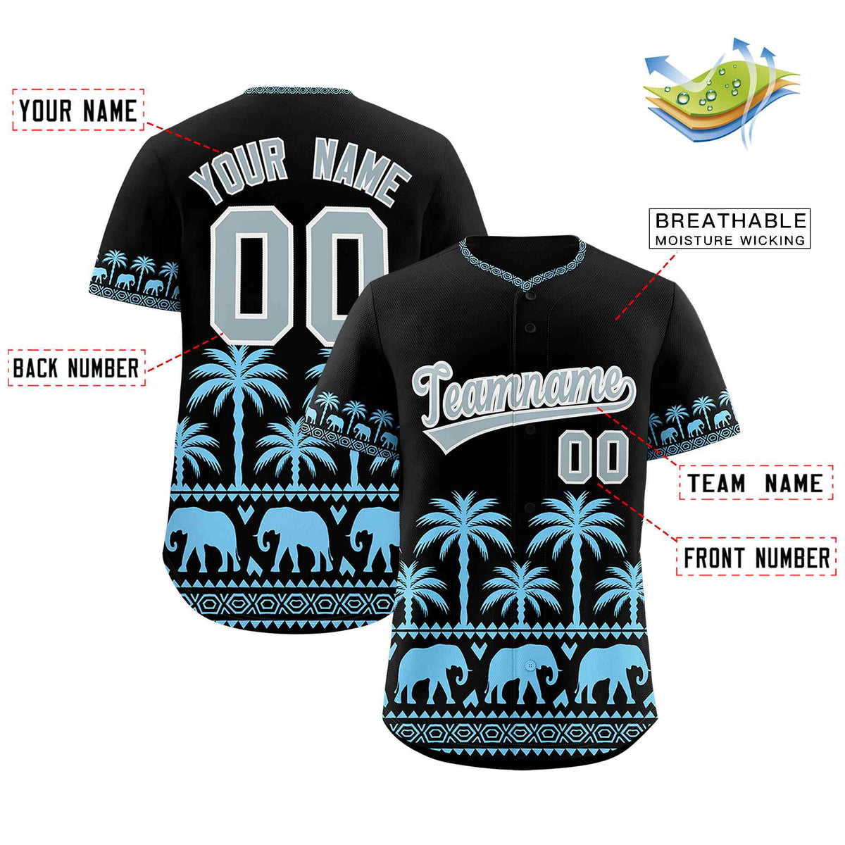 Custom Black Powder Blue Graffiti Pattern Personalized Bossinia Style Authentic Baseball Jersey| KXKSHOP