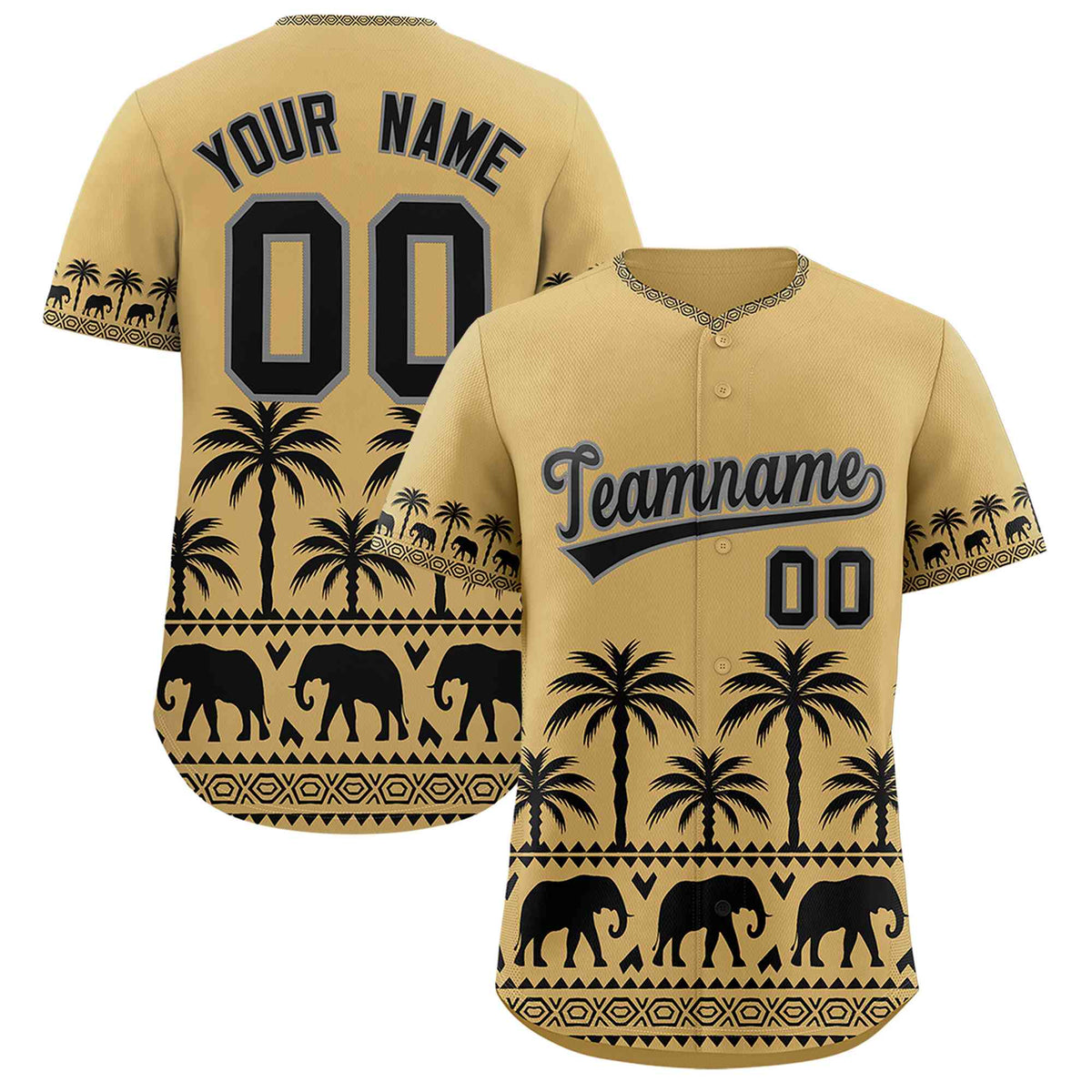 Custom Khaki Black Graffiti Pattern Personalized Bossinia Style Authentic Baseball Jersey| KXKSHOP