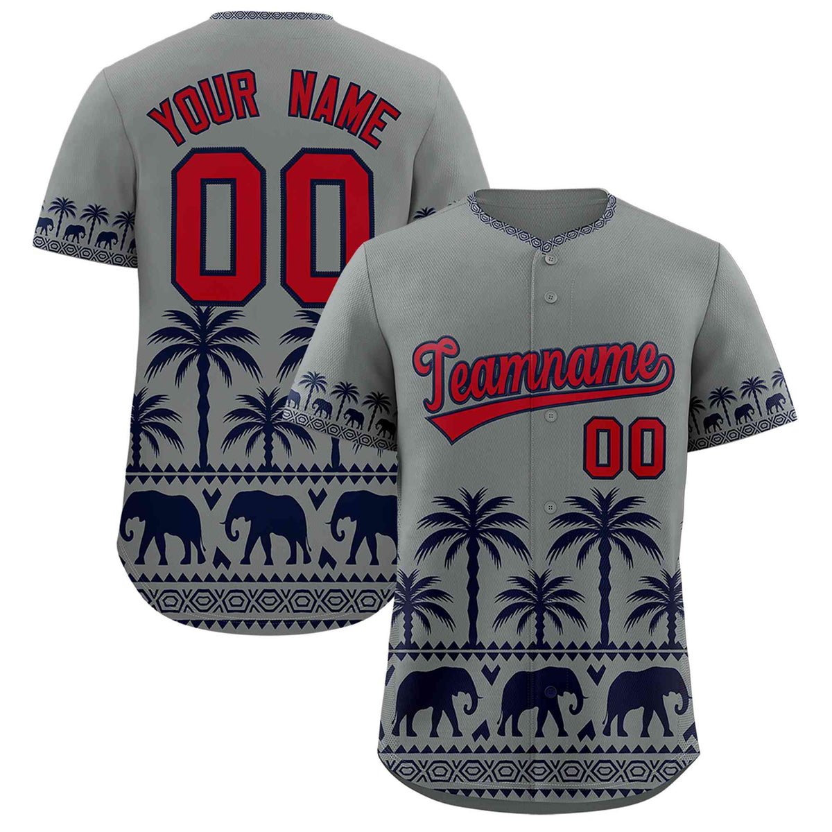 Custom Gray Navy Graffiti Pattern Personalized Bossinia Style Authentic Baseball Jersey| KXKSHOP