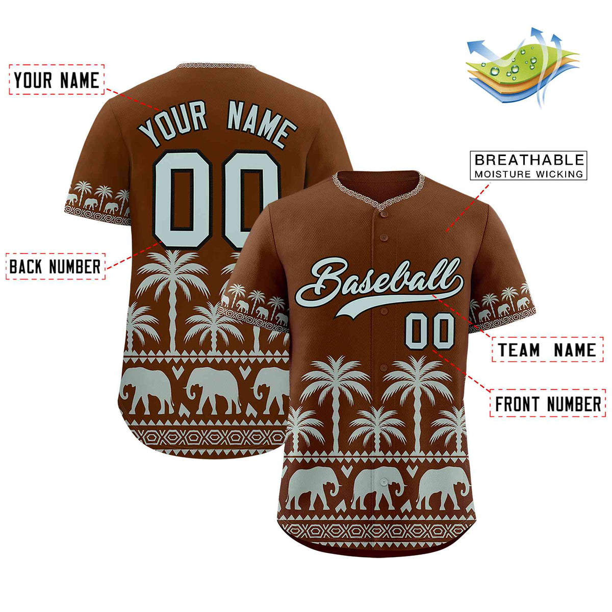 Custom Brown Silver-Gray Graffiti Pattern Personalized Bossinia Style Authentic Baseball Jersey| KXKSHOP