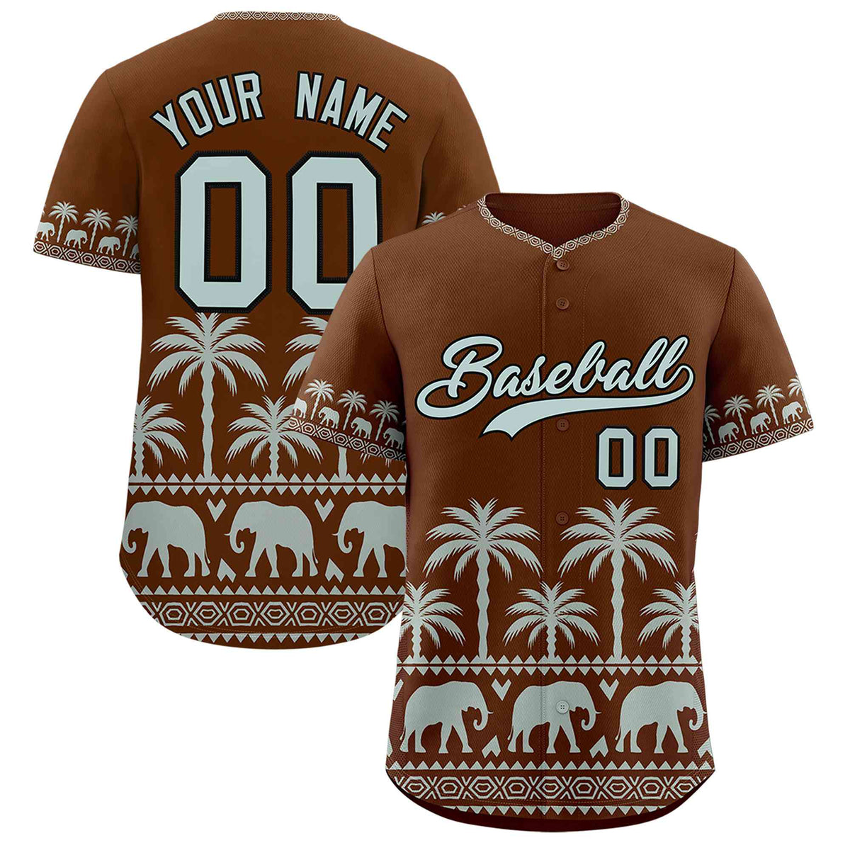 Custom Brown Silver-Gray Graffiti Pattern Personalized Bossinia Style Authentic Baseball Jersey| KXKSHOP