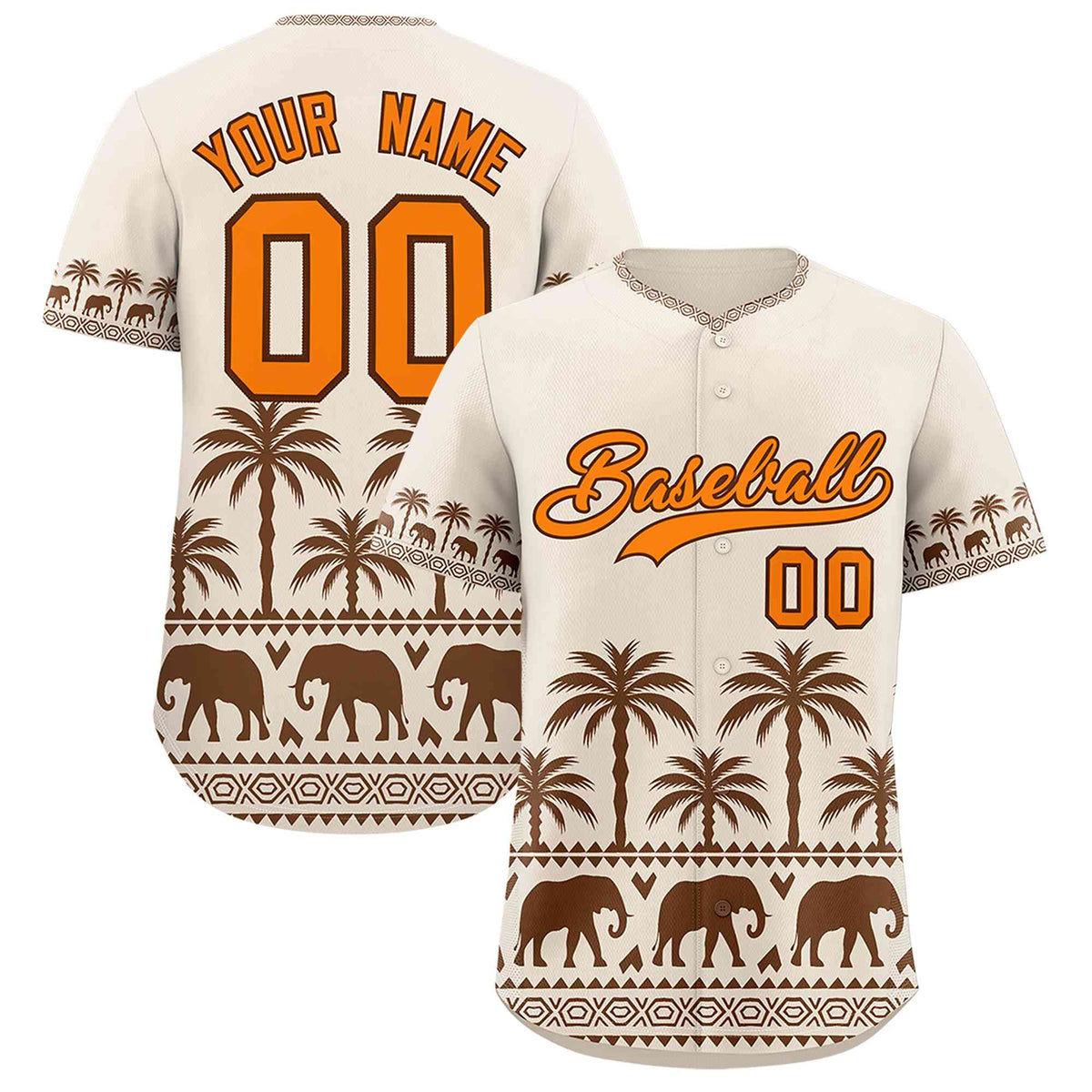 Custom Cream Brown Graffiti Pattern Personalized Bossinia Style Authentic Baseball Jersey| KXKSHOP
