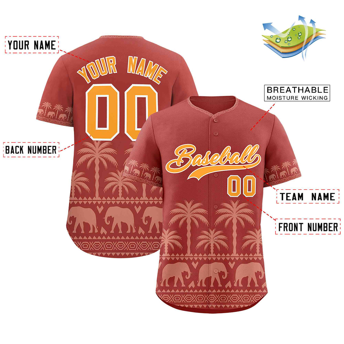 Custom Red Teabrown Graffiti Pattern Personalized Bossinia Style Authentic Baseball Jersey| KXKSHOP