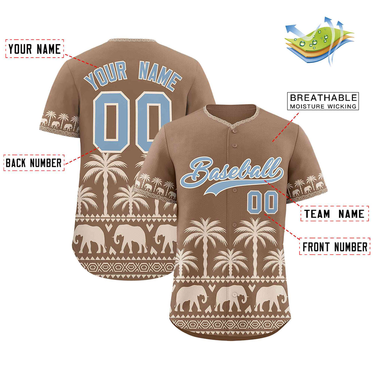 Custom Light Brown Cream Graffiti Pattern Personalized Bossinia Style Authentic Baseball Jersey| KXKSHOP