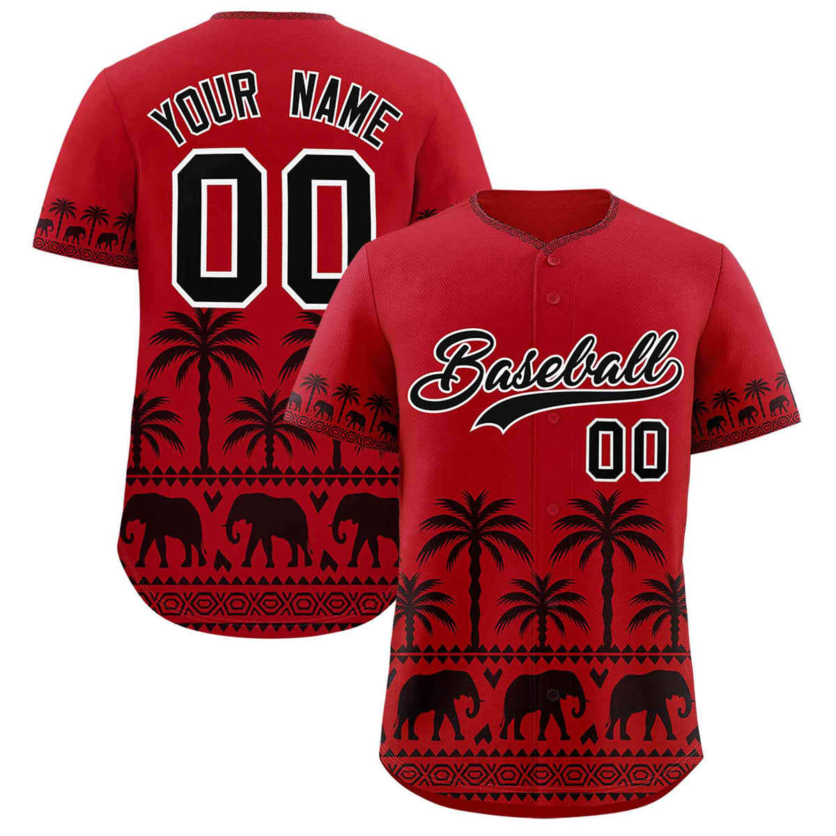 Custom Red Black Graffiti Pattern Personalized Bossinia Style Authentic Baseball Jersey| KXKSHOP