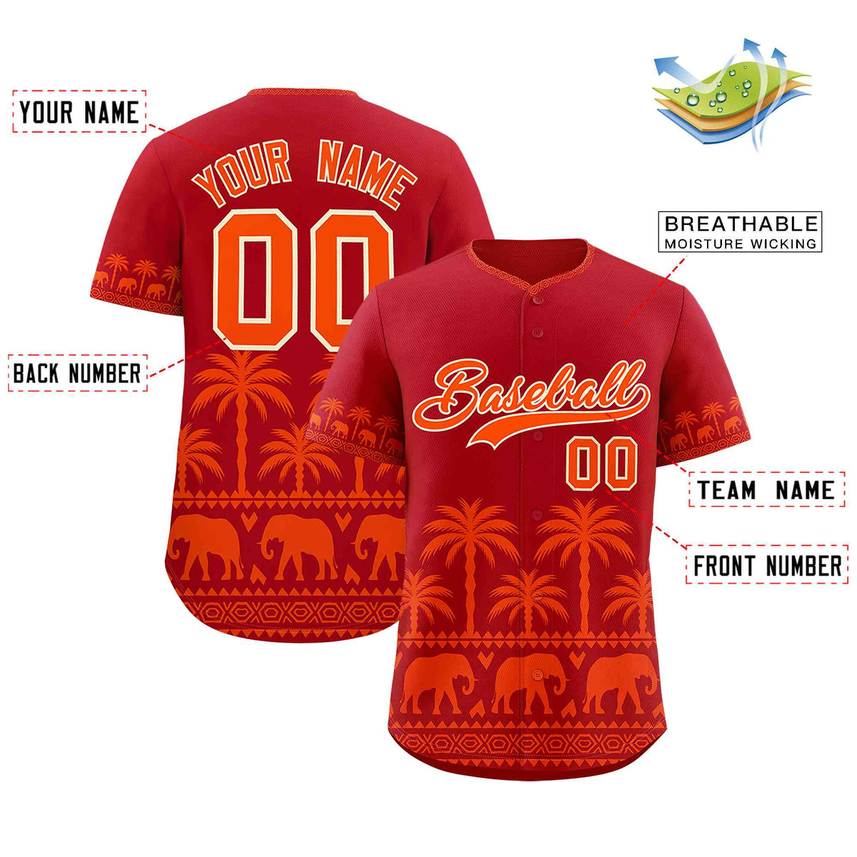 Custom Red Orange Graffiti Pattern Personalized Bossinia Style Authentic Baseball Jersey| KXKSHOP