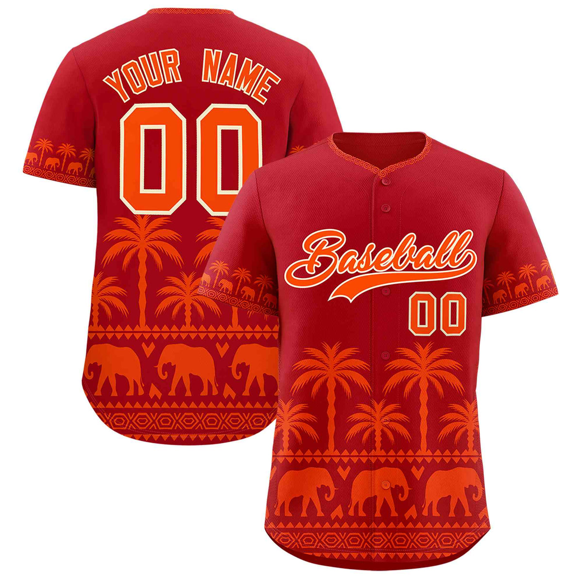 Custom Red Orange Graffiti Pattern Personalized Bossinia Style Authentic Baseball Jersey| KXKSHOP