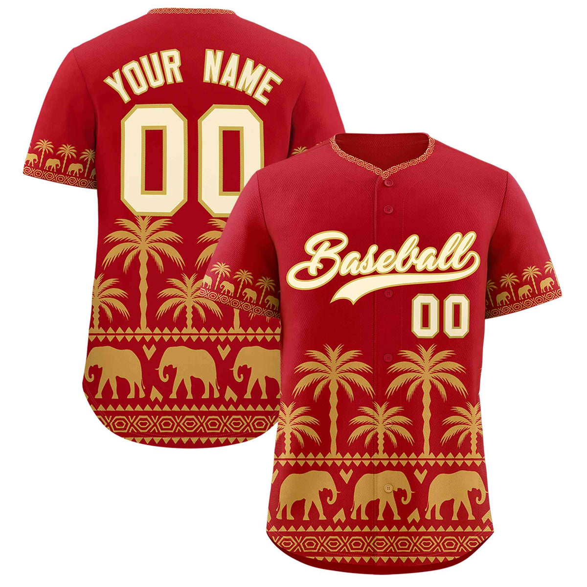 Custom Red Old Gold Graffiti Pattern Personalized Bossinia Style Authentic Baseball Jersey| KXKSHOP