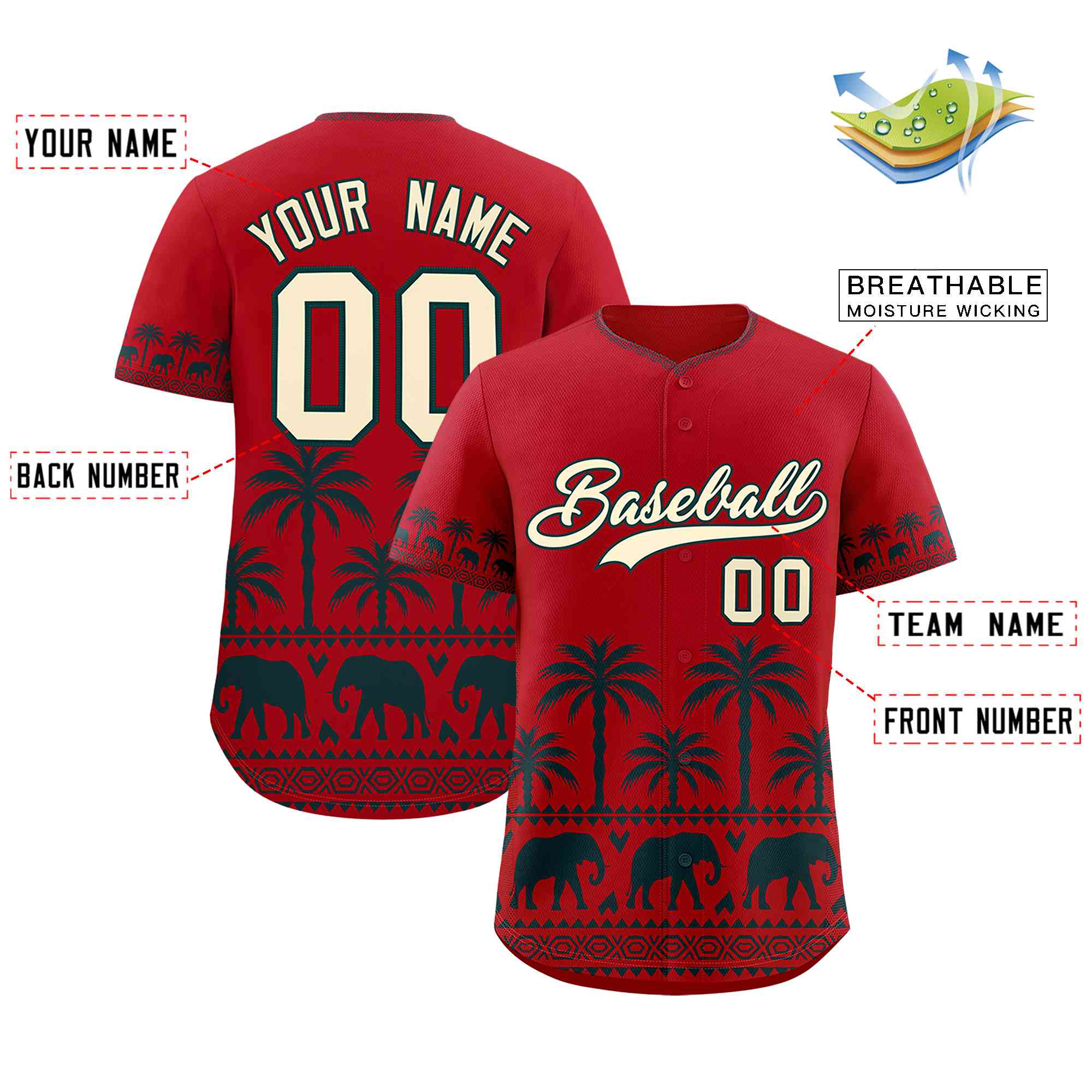 Custom Red Midnight Green Graffiti Pattern Personalized Bossinia Style Authentic Baseball Jersey| KXKSHOP