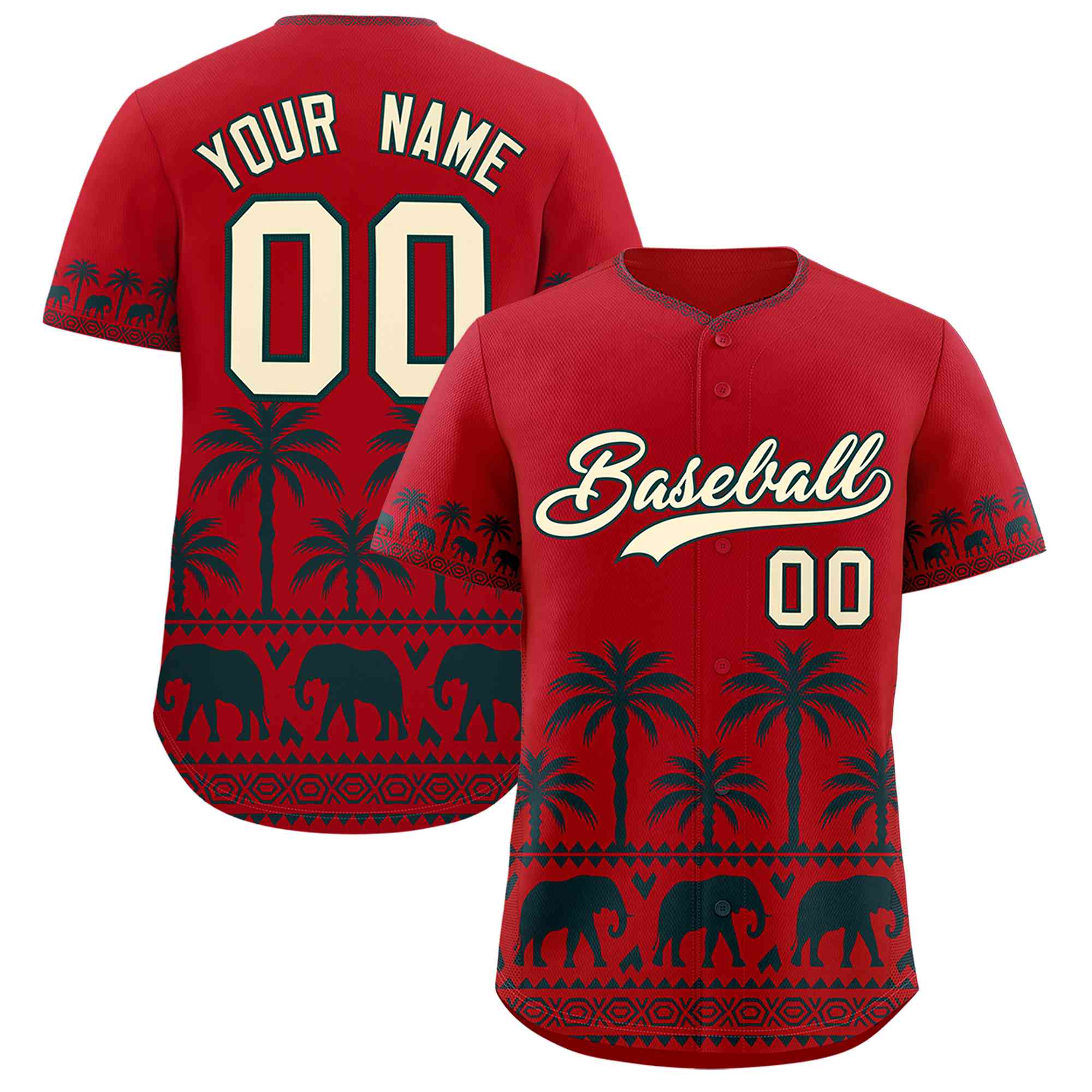 Custom Red Midnight Green Graffiti Pattern Personalized Bossinia Style Authentic Baseball Jersey| KXKSHOP