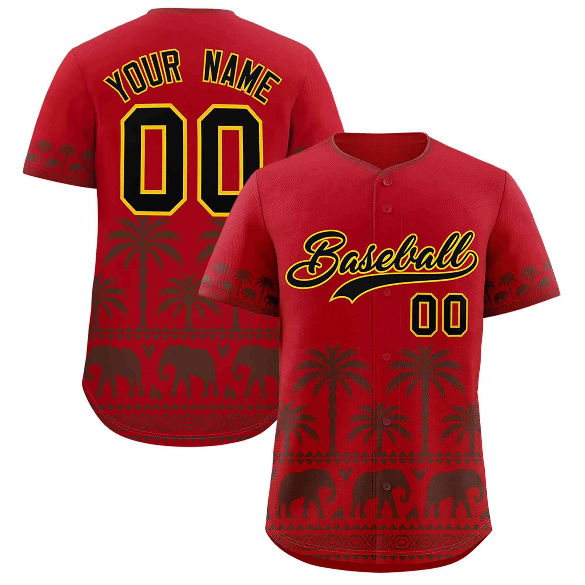 Custom Red Light Brown Graffiti Pattern Personalized Bossinia Style Authentic Baseball Jersey| KXKSHOP