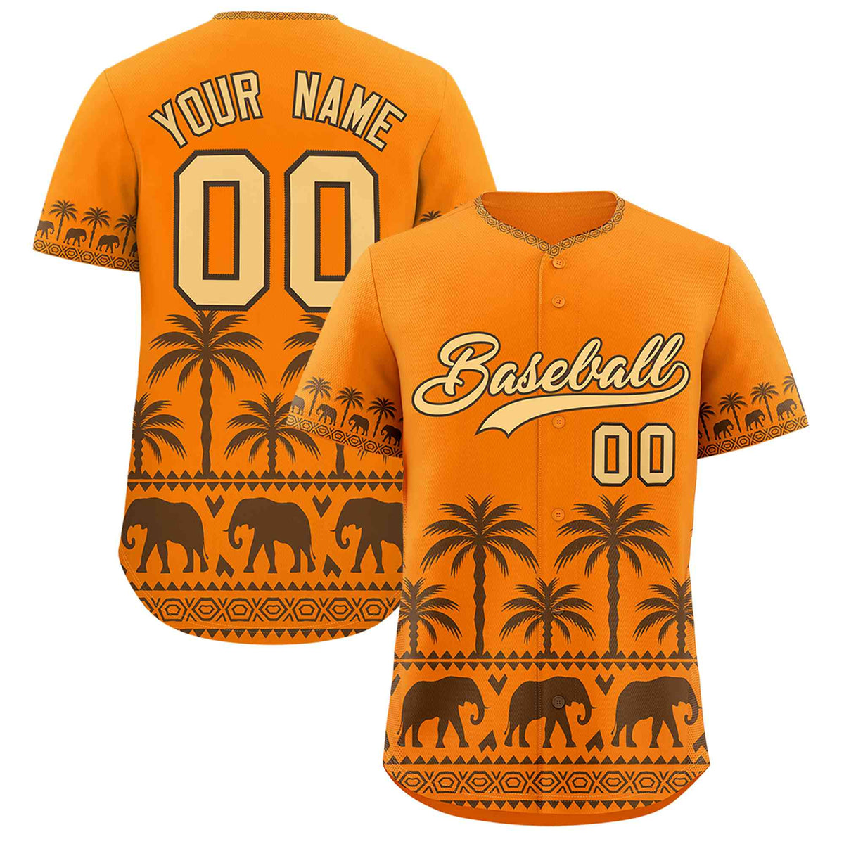 Custom Orange Light Brown Graffiti Pattern Personalized Bossinia Style Authentic Baseball Jersey| KXKSHOP