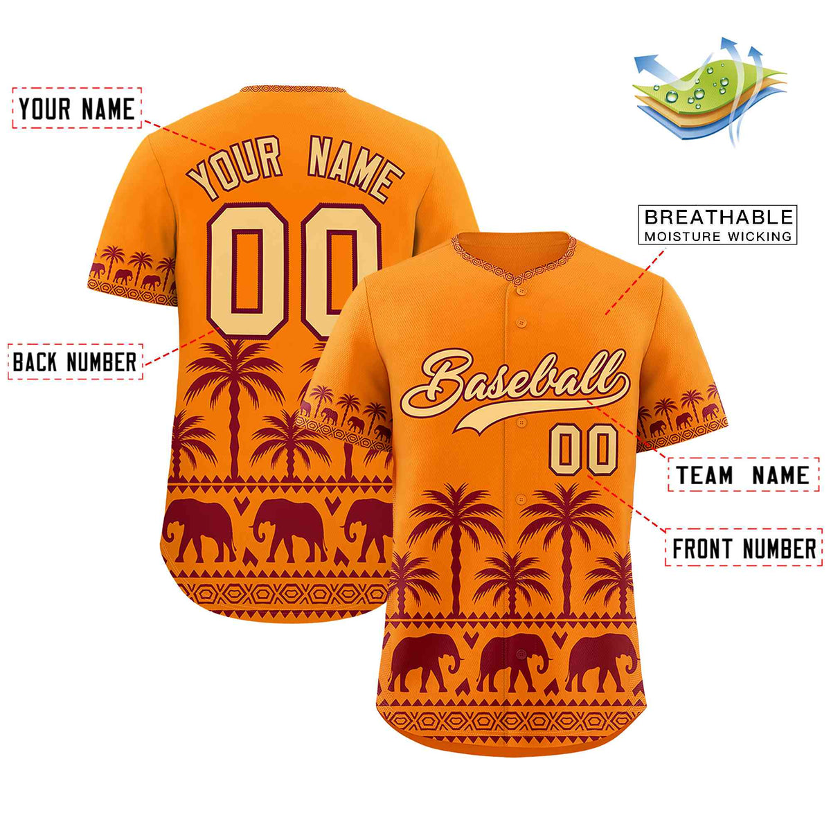 Custom Orange Crimson Graffiti Pattern Personalized Bossinia Style Authentic Baseball Jersey| KXKSHOP