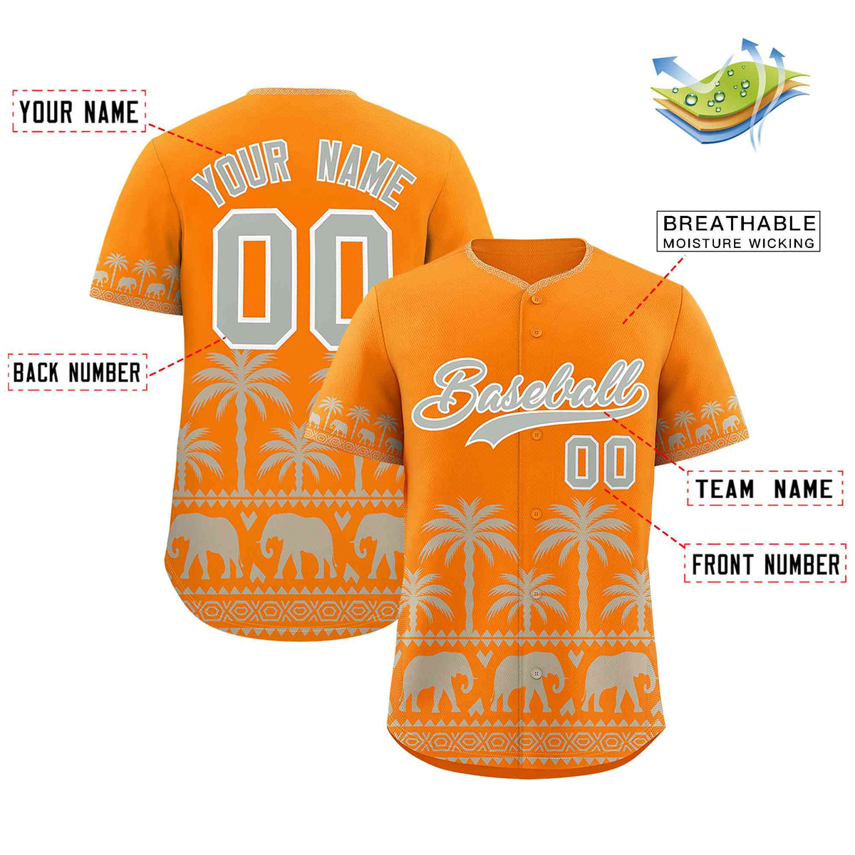 Custom Orange Gray Graffiti Pattern Personalized Bossinia Style Authentic Baseball Jersey| KXKSHOP