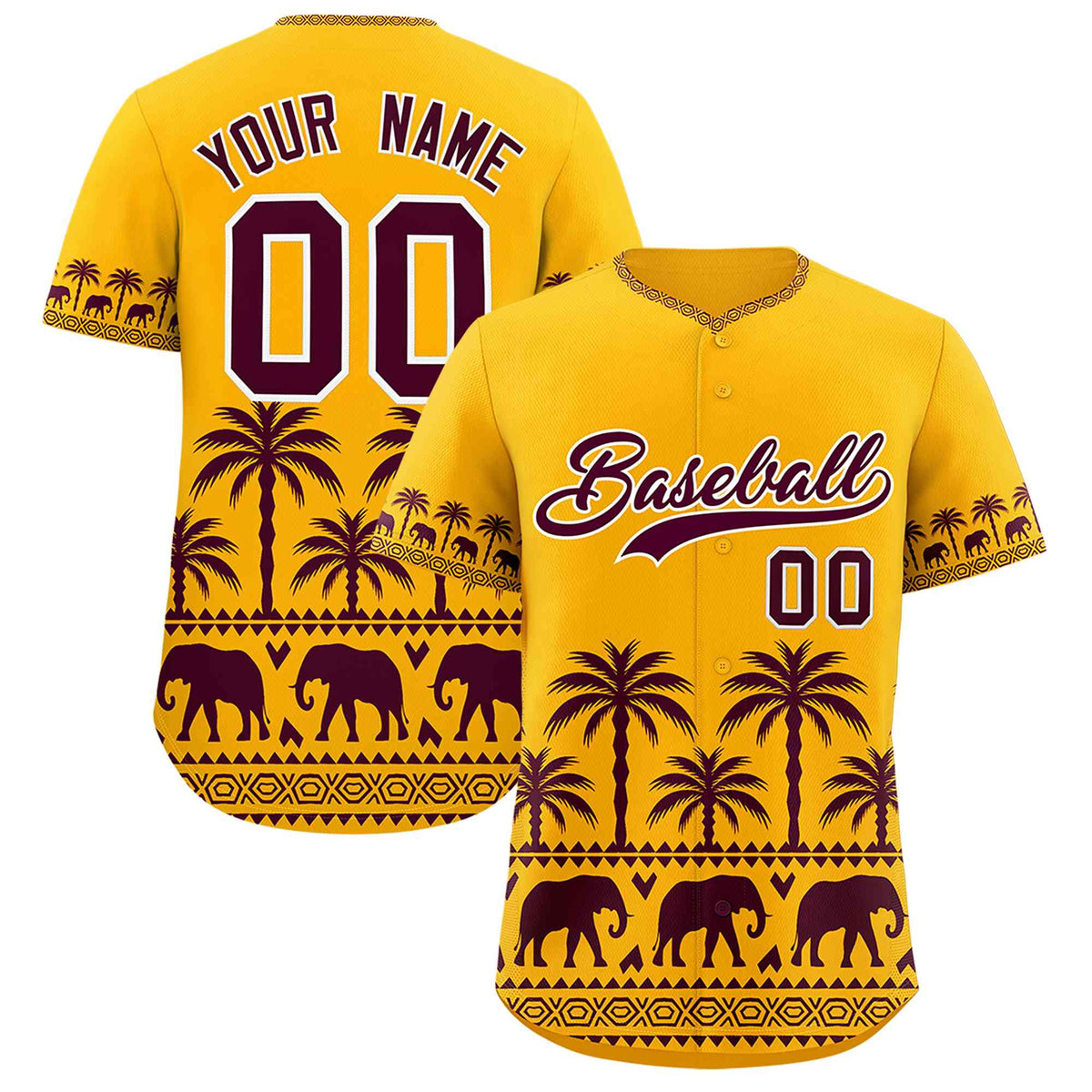 Custom Gold Crimson Graffiti Pattern Personalized Bossinia Style Authentic Baseball Jersey| KXKSHOP