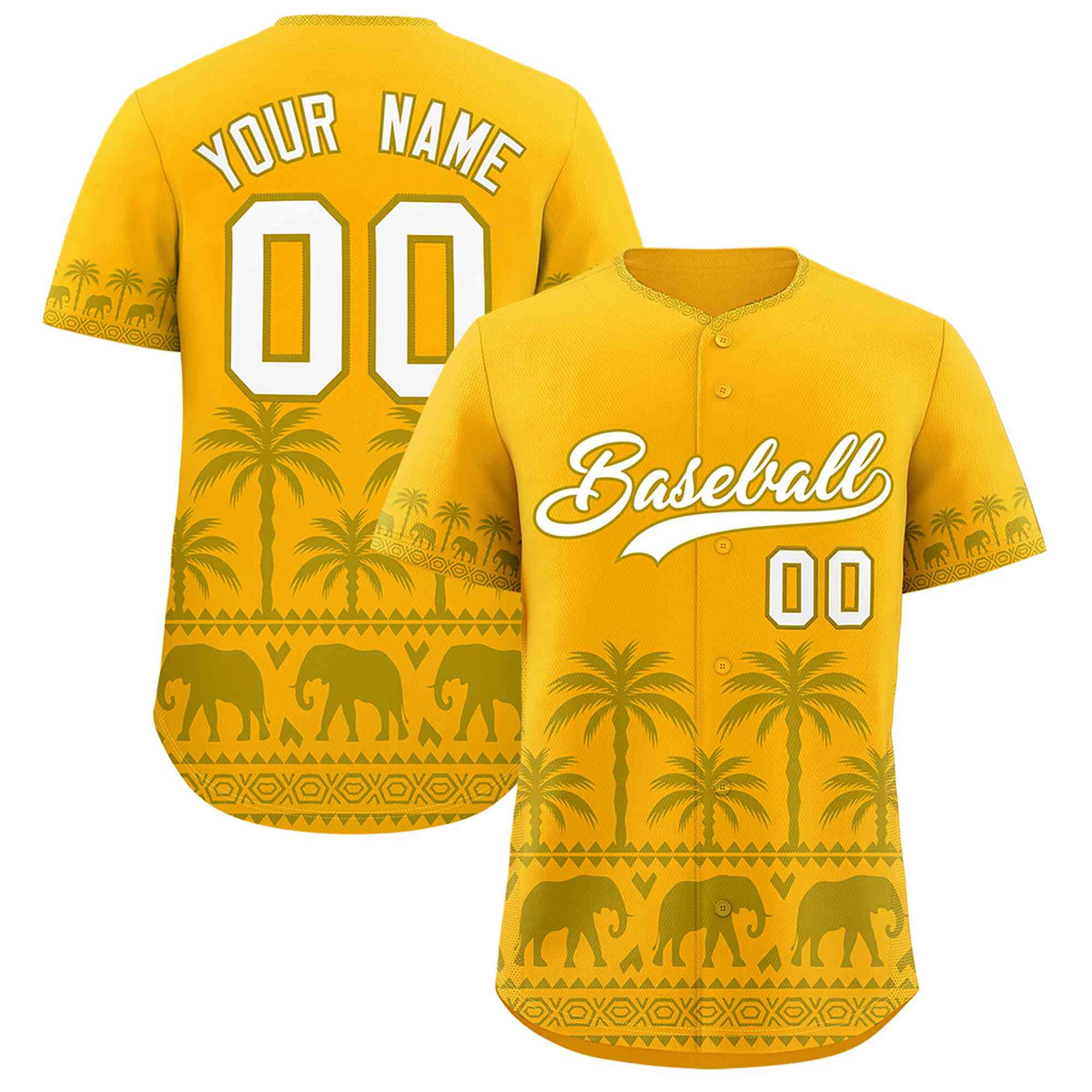 Custom Gold Old Gold Graffiti Pattern Personalized Bossinia Style Authentic Baseball Jersey| KXKSHOP