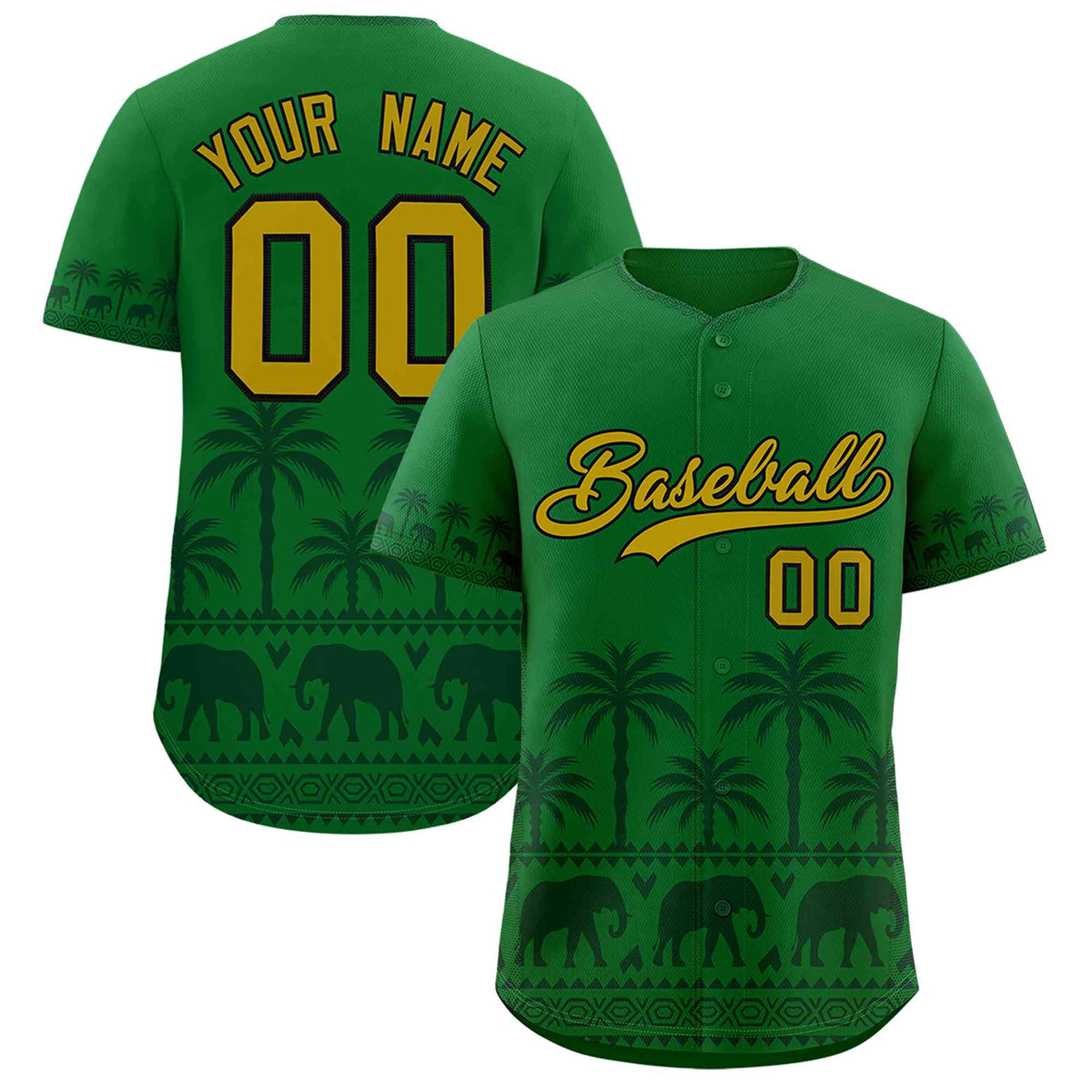 Custom Kelly Green Green Graffiti Pattern Personalized Bossinia Style Authentic Baseball Jersey| KXKSHOP