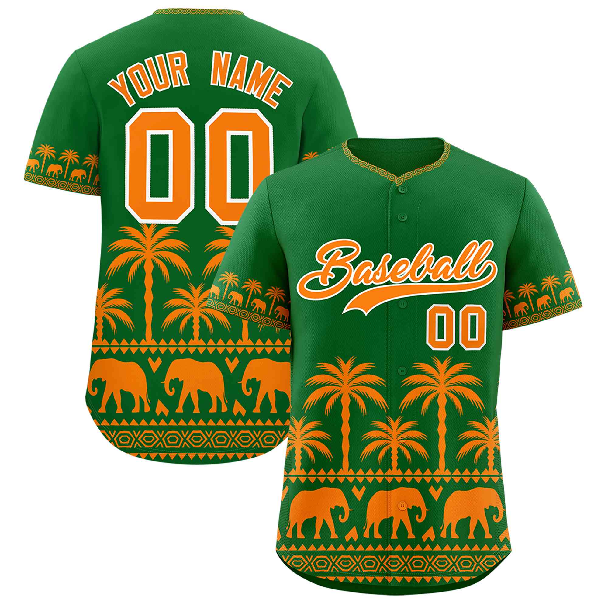 Custom Kelly Green Orange Graffiti Pattern Personalized Bossinia Style Authentic Baseball Jersey| KXKSHOP