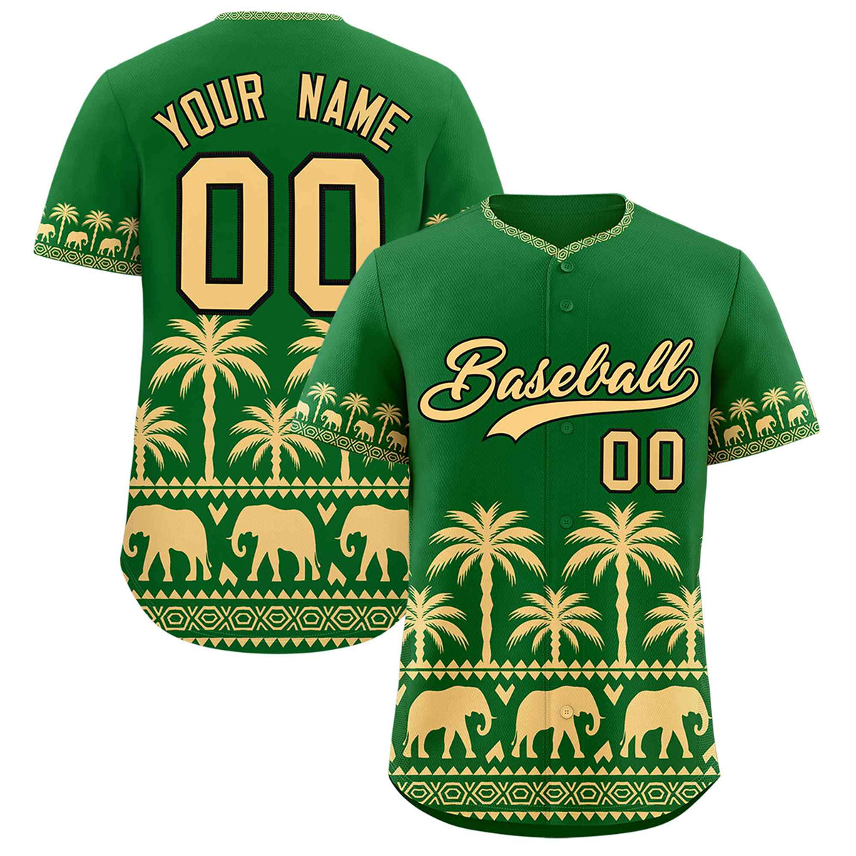 Custom Kelly Green Khaki Graffiti Pattern Personalized Bossinia Style Authentic Baseball Jersey| KXKSHOP