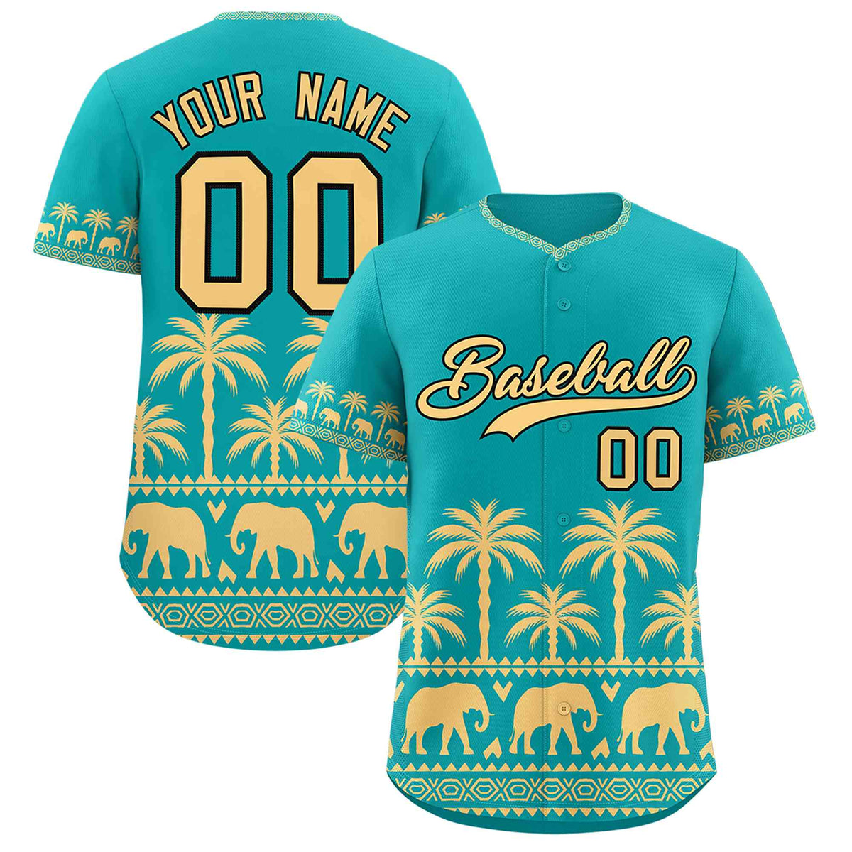 Custom Aqua Khaki Graffiti Pattern Personalized Bossinia Style Authentic Baseball Jersey| KXKSHOP