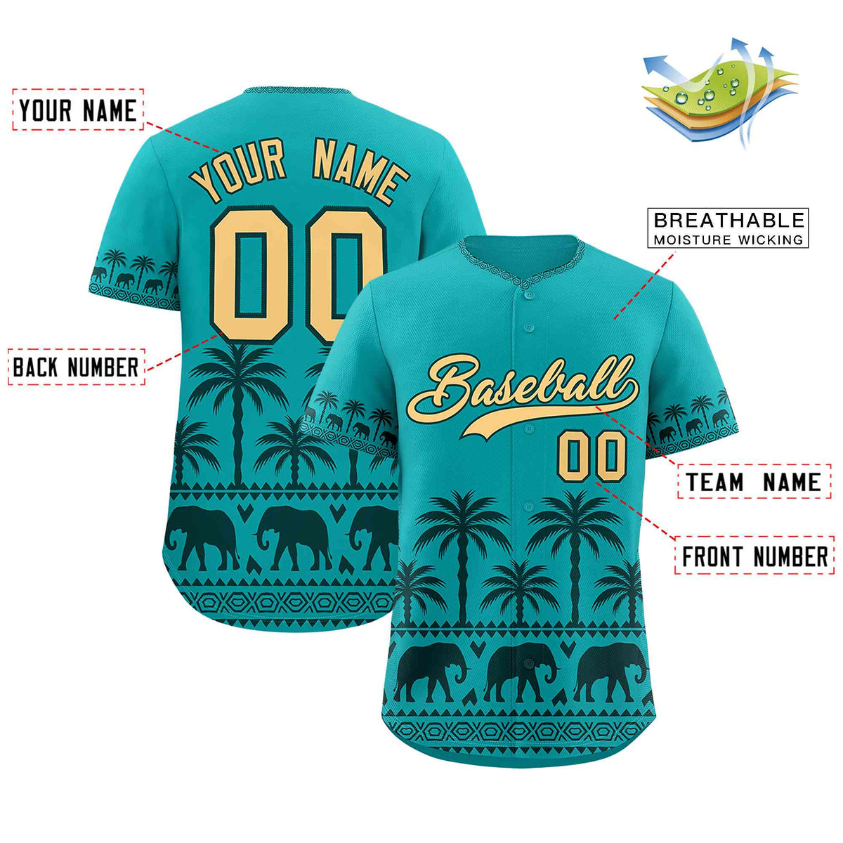 Custom Aqua Midnight Green Graffiti Pattern Personalized Bossinia Style Authentic Baseball Jersey| KXKSHOP
