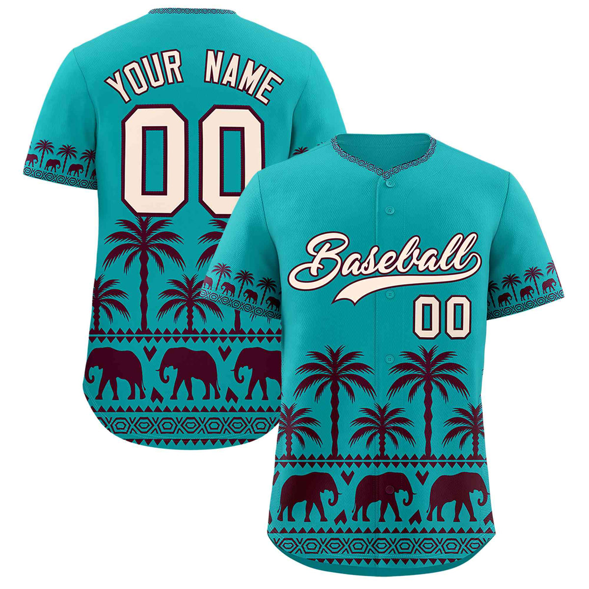 Custom Aqua Red Graffiti Pattern Personalized Bossinia Style Authentic Baseball Jersey| KXKSHOP