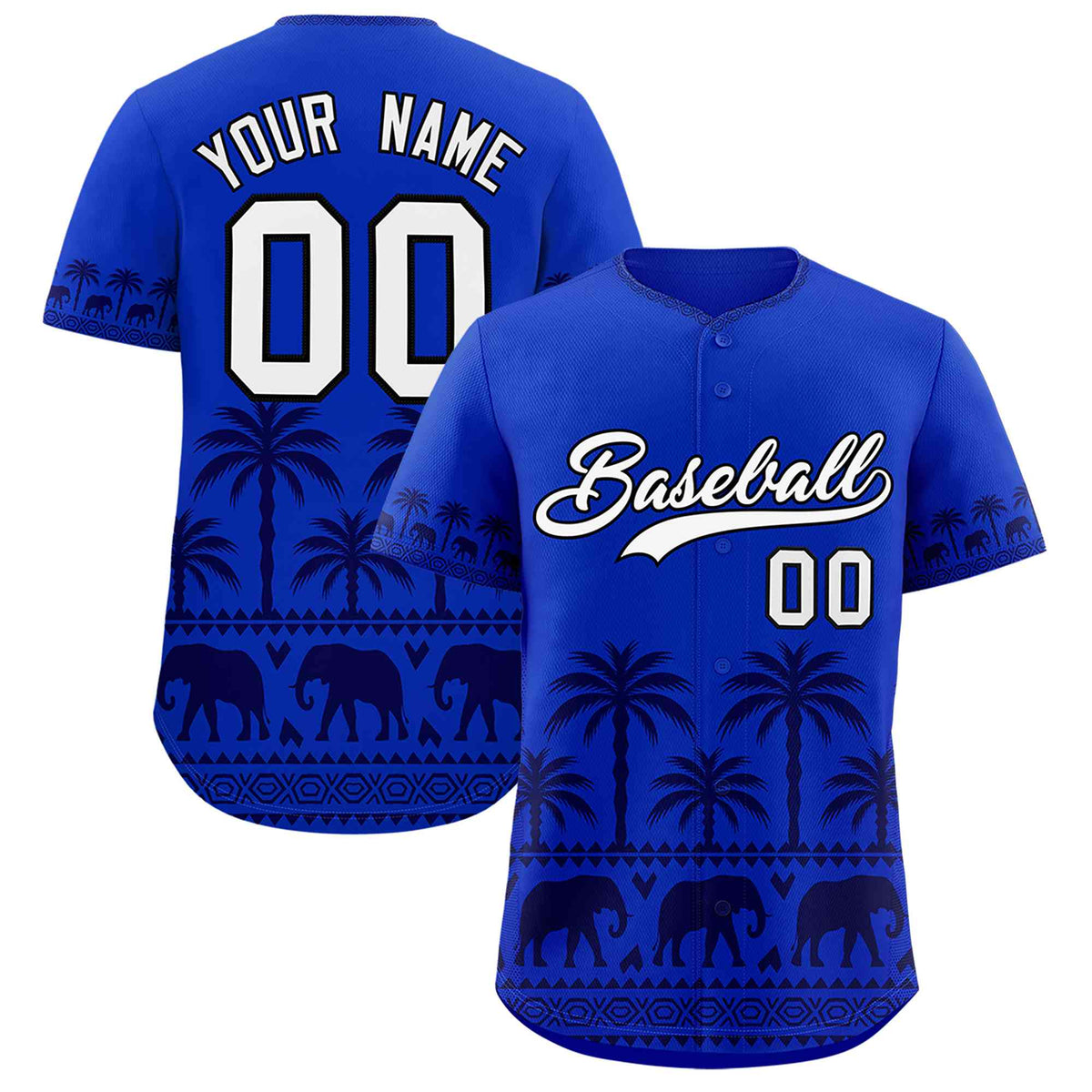 Custom Royal Navy Graffiti Pattern Personalized Bossinia Style Authentic Baseball Jersey| KXKSHOP