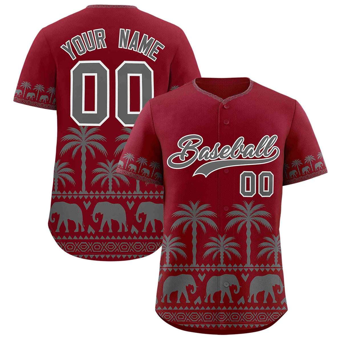 Custom Crimson Gray Graffiti Pattern Personalized Bossinia Style Authentic Baseball Jersey| KXKSHOP