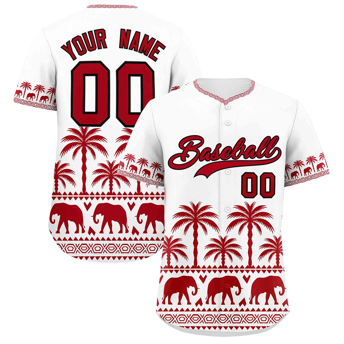 Custom White Red Graffiti Pattern Personalized Bossinia Style Authentic Baseball Jersey| KXKSHOP