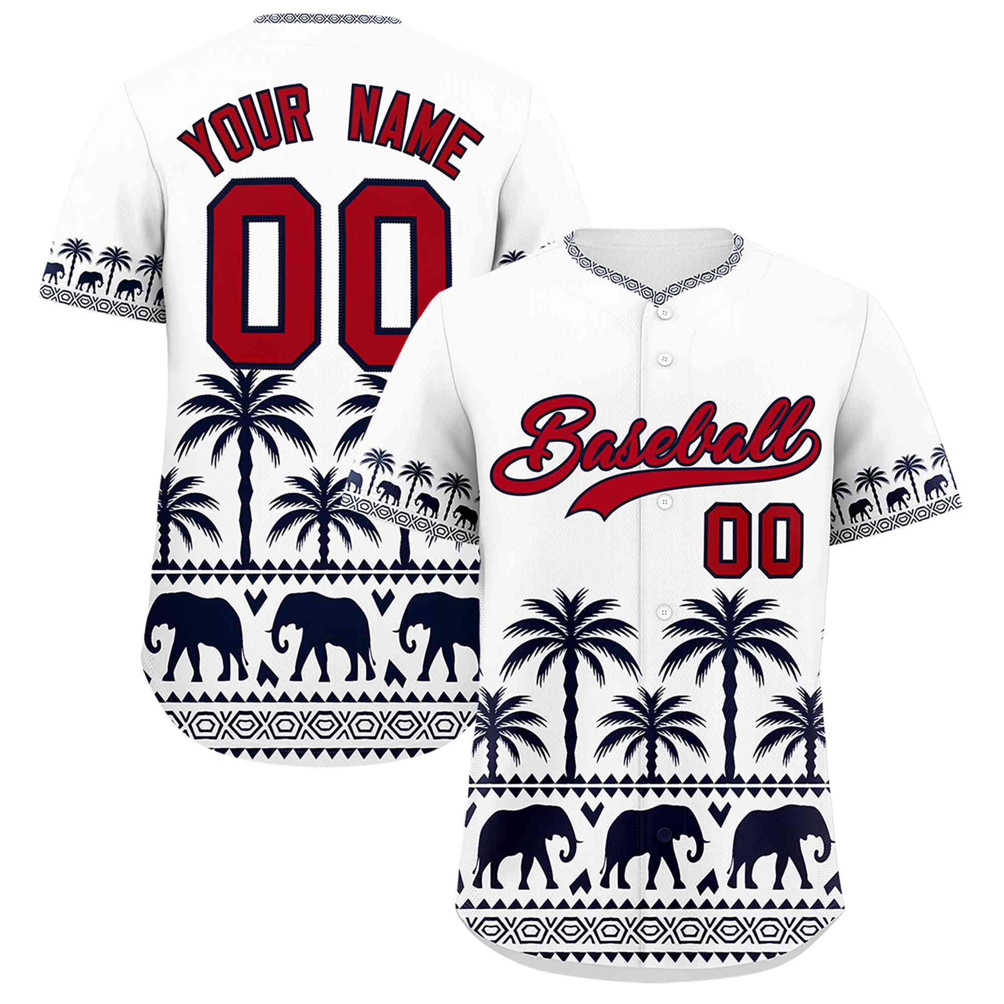Custom White Navy Graffiti Pattern Personalized Bossinia Style Authentic Baseball Jersey| KXKSHOP