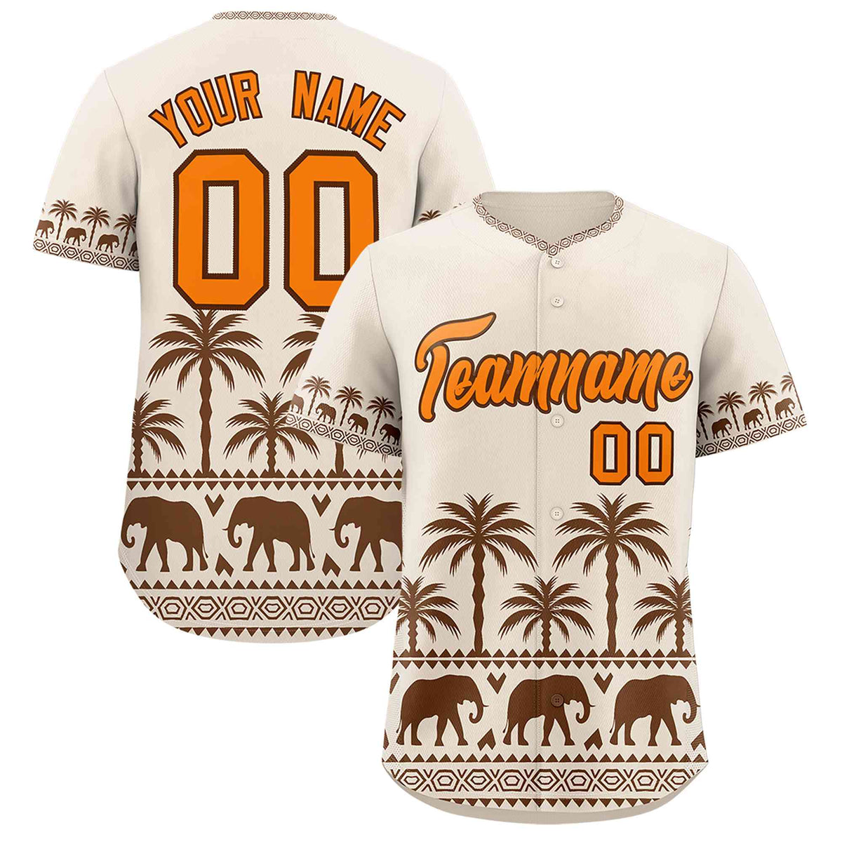 Custom Cream Brown Graffiti Pattern Personalized Bossinia Style Authentic Baseball Jersey| KXKSHOP