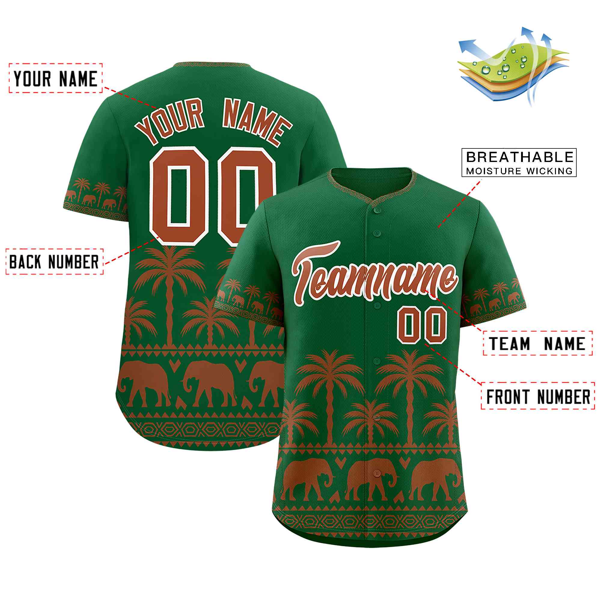Custom Kelly Green Texas Orange Graffiti Pattern Personalized Bossinia Style Authentic Baseball Jersey| KXKSHOP