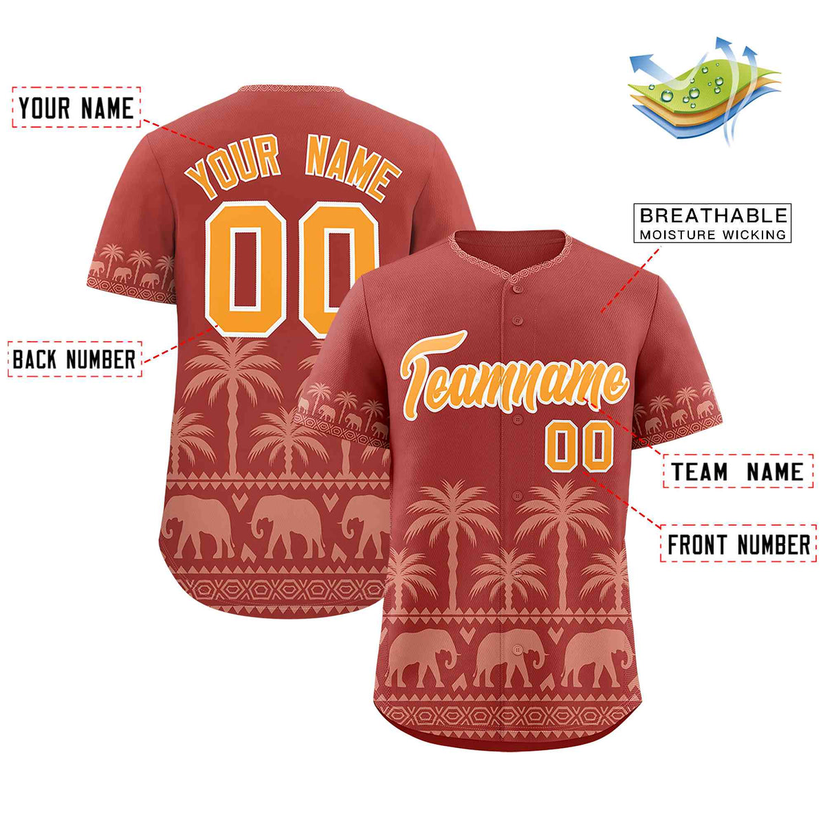 Custom Red Teabrown Graffiti Pattern Personalized Bossinia Style Authentic Baseball Jersey| KXKSHOP