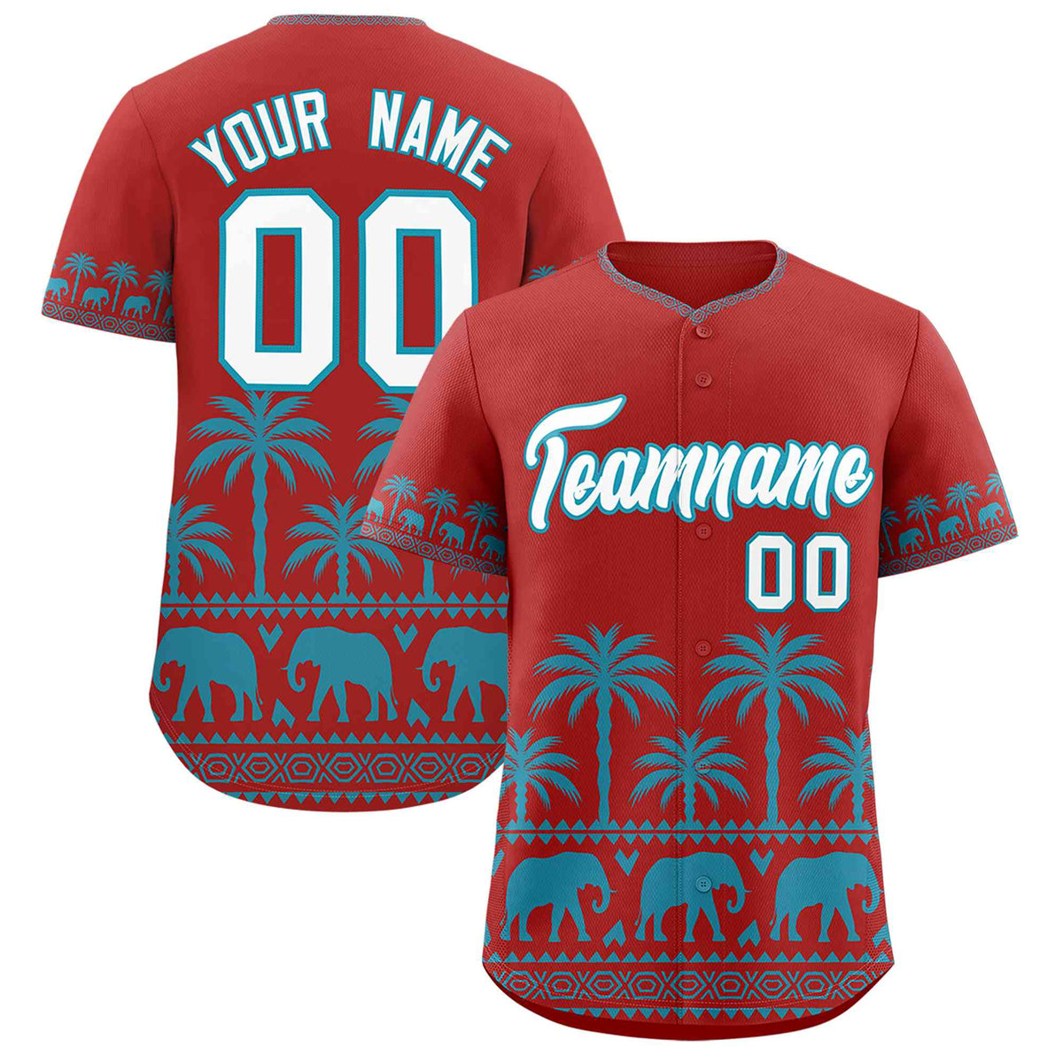 Custom Red Teal Graffiti Pattern Personalized Bossinia Style Authentic Baseball Jersey| KXKSHOP